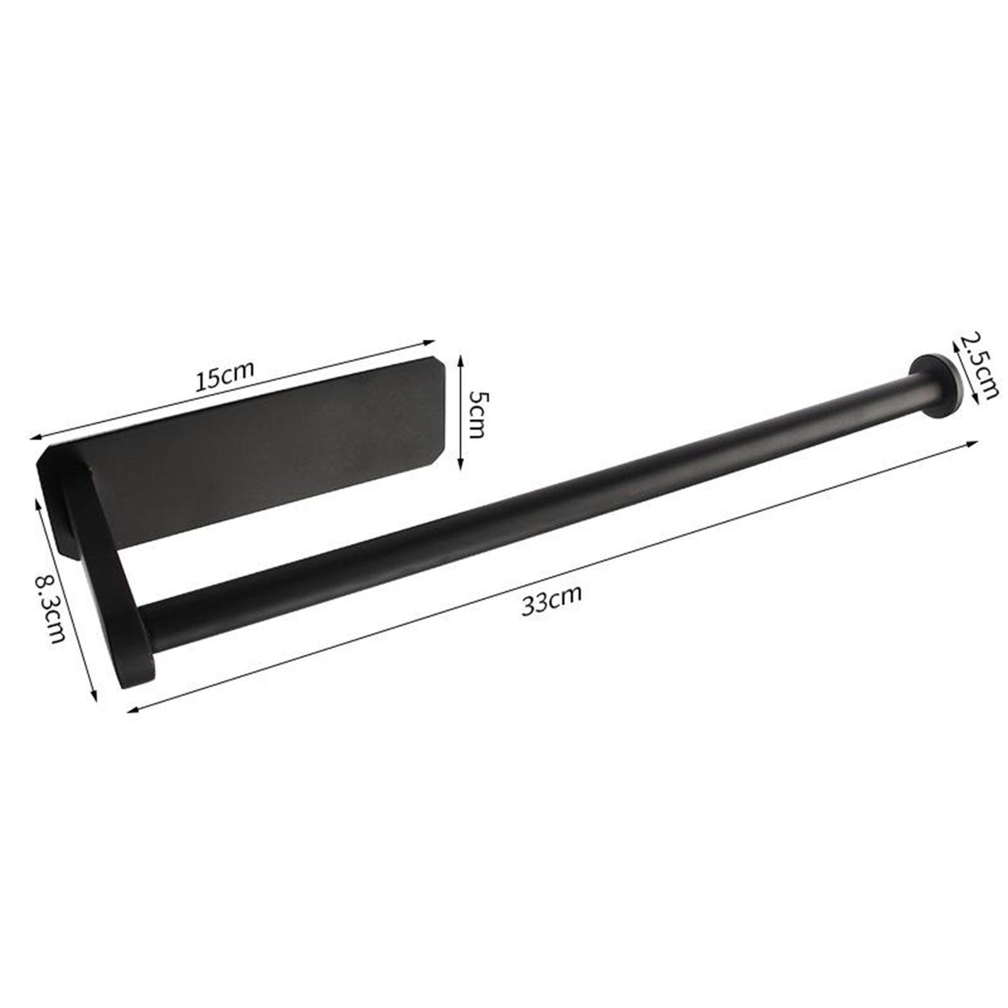 Adhesive Stainless Steel Bathroom Toilet Paper Roll Holder Long Black