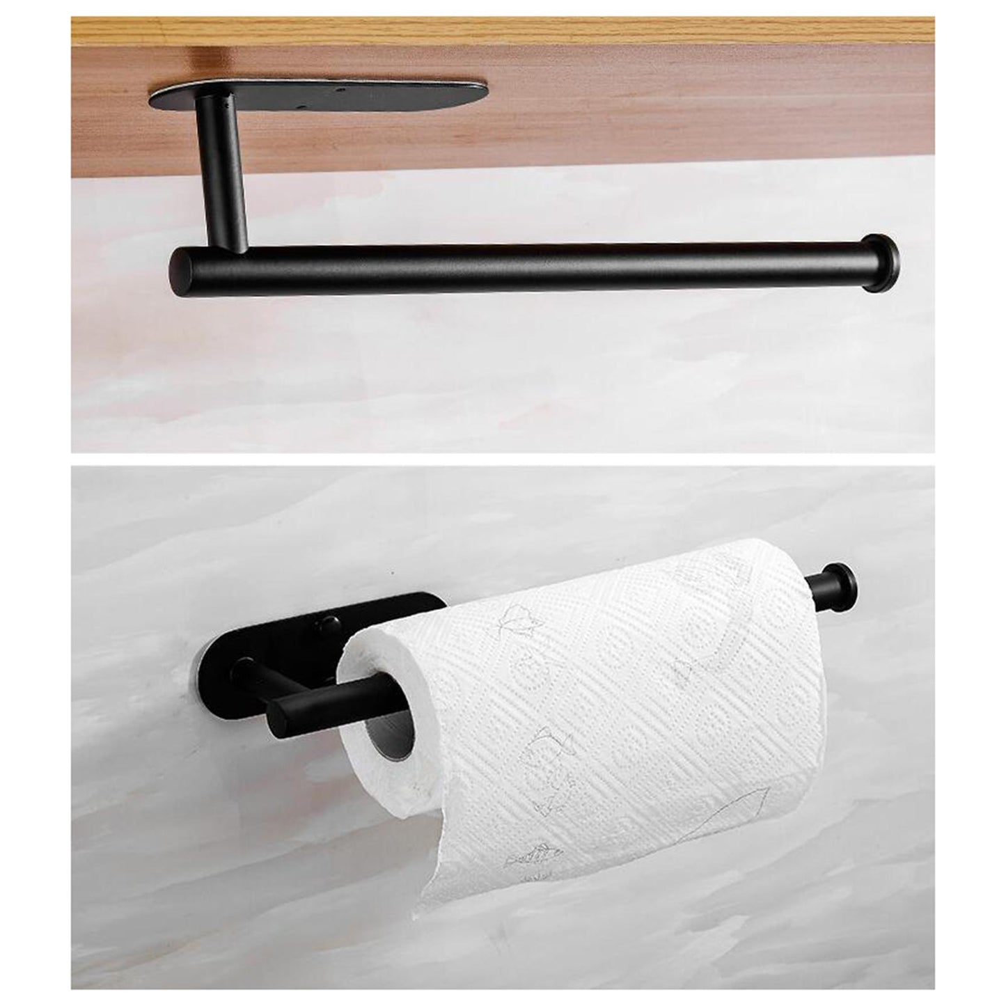 Adhesive Stainless Steel Bathroom Toilet Paper Roll Holder Long Black
