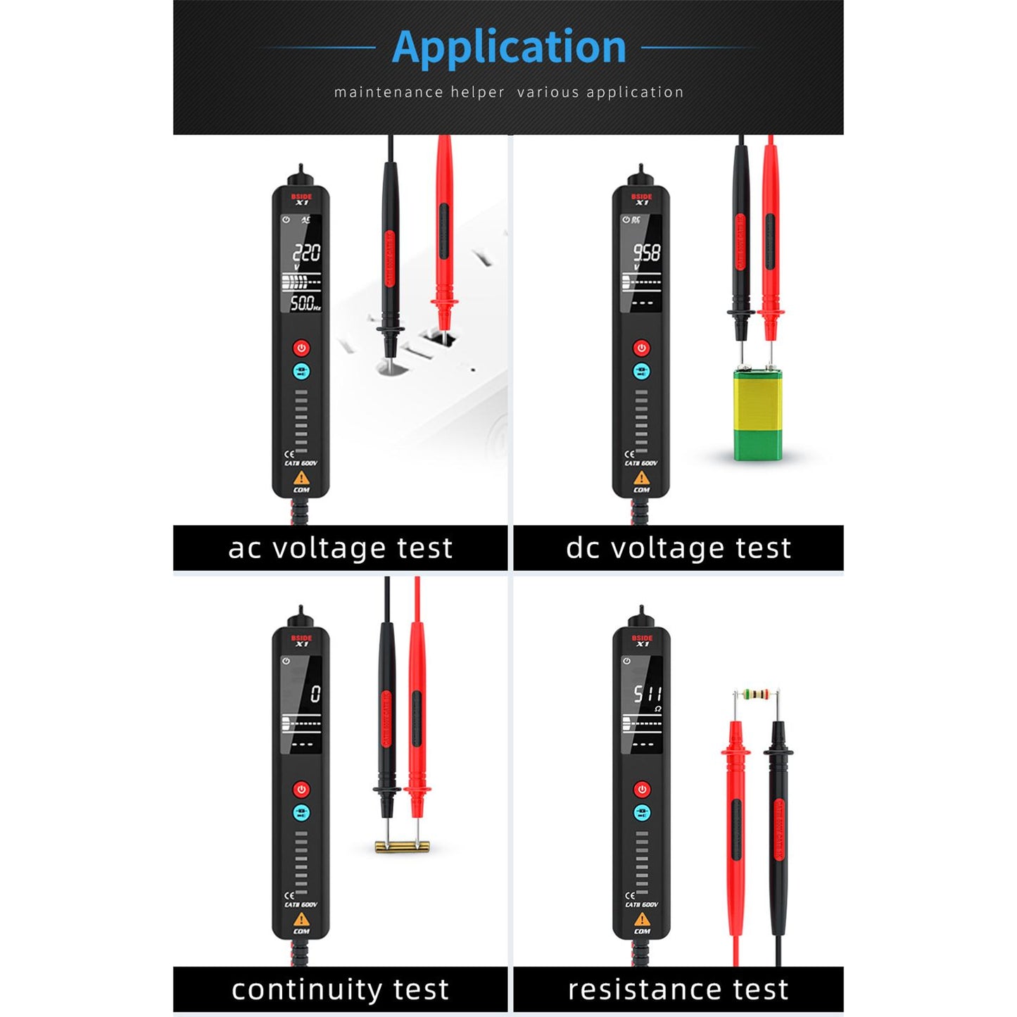 3-Line Digital Multimeter Voltmeter AC DC Voltage Tester LED Indicator