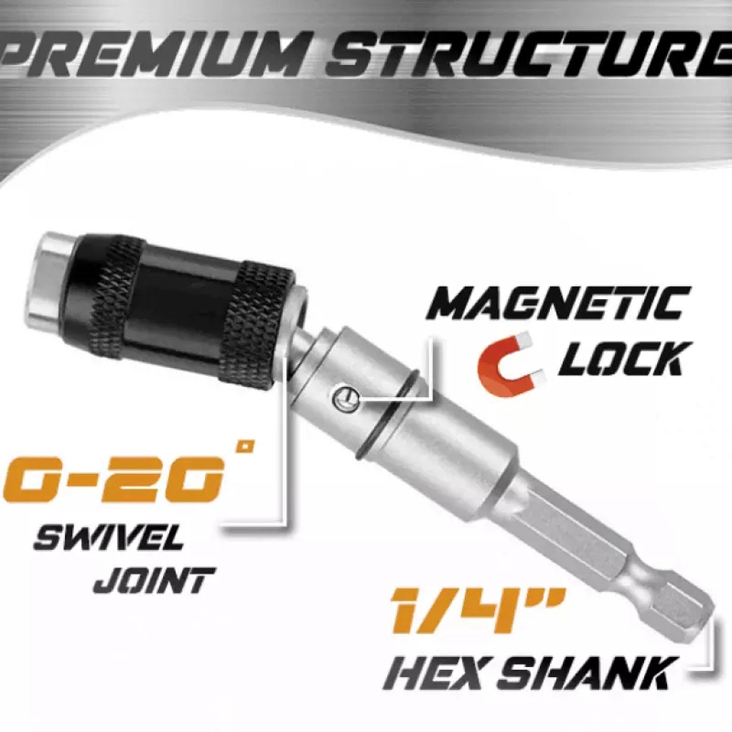 Magnetic Screw Drill Tip Quick Release Extension Hex Screwdriver Black