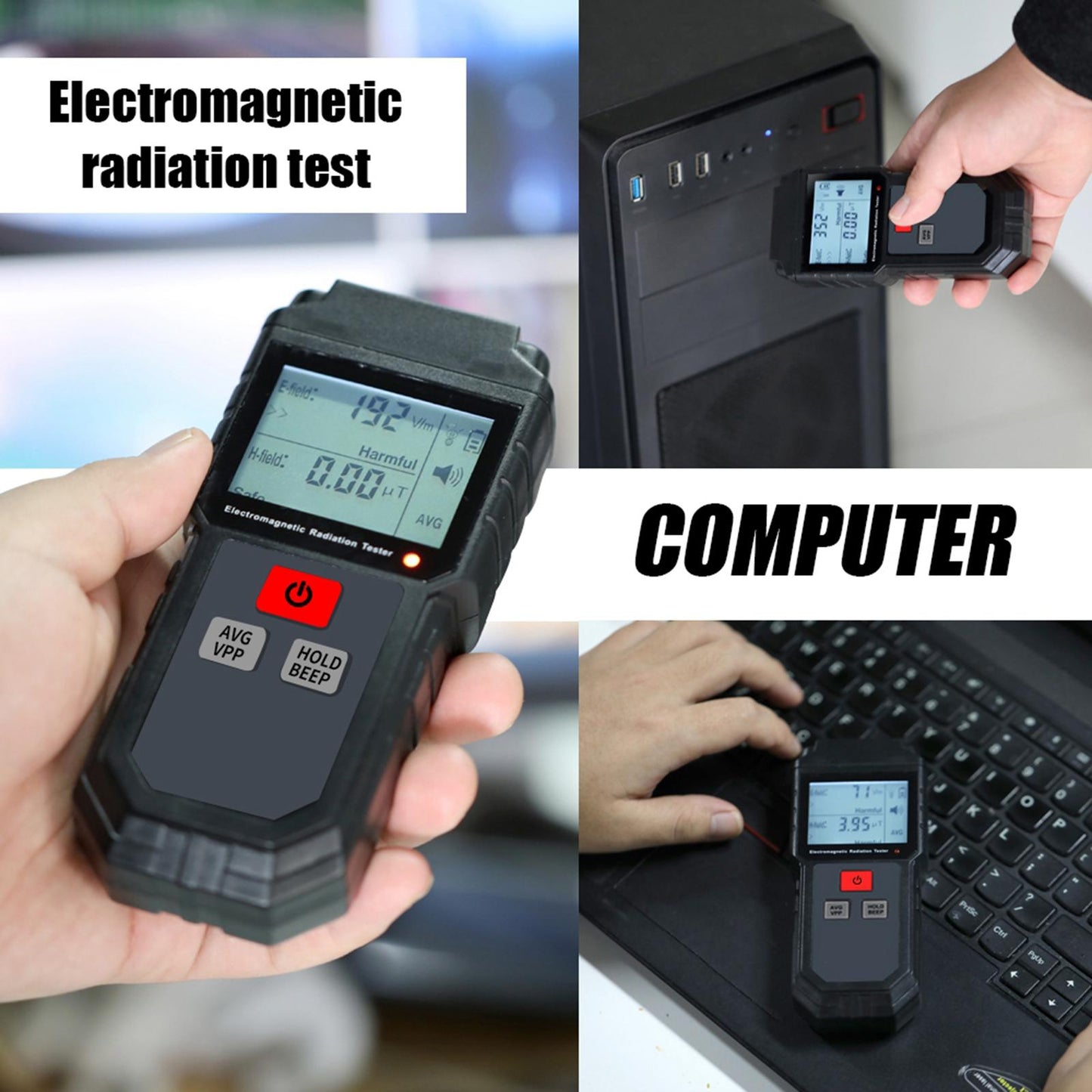 EMF Meter Electromagnetic Field Radiation Detector with Sound-Light Alarm