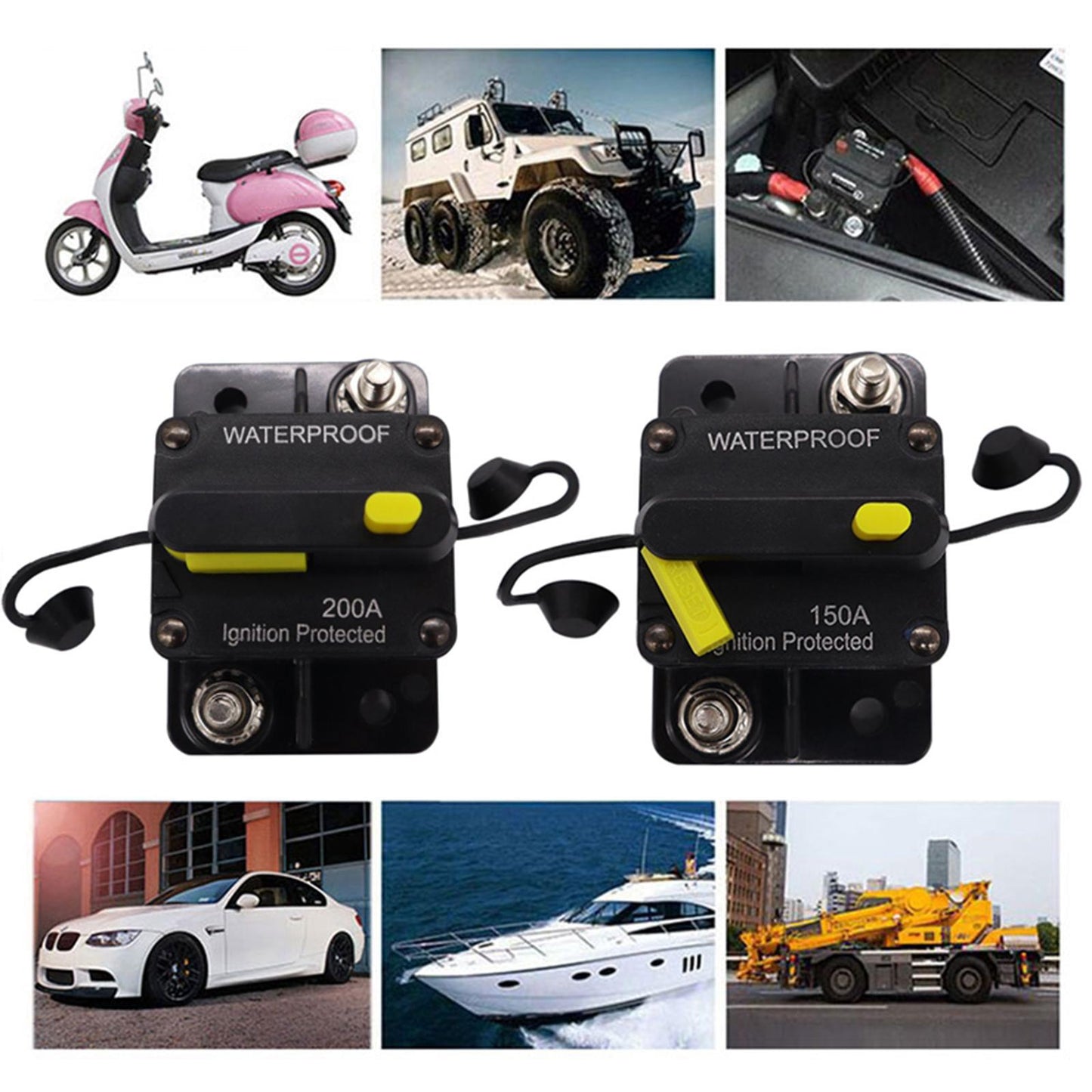 30-300 AMP Circuit Breaker IP67 Waterproof 12V-48V Manual Reset Fuse 150A