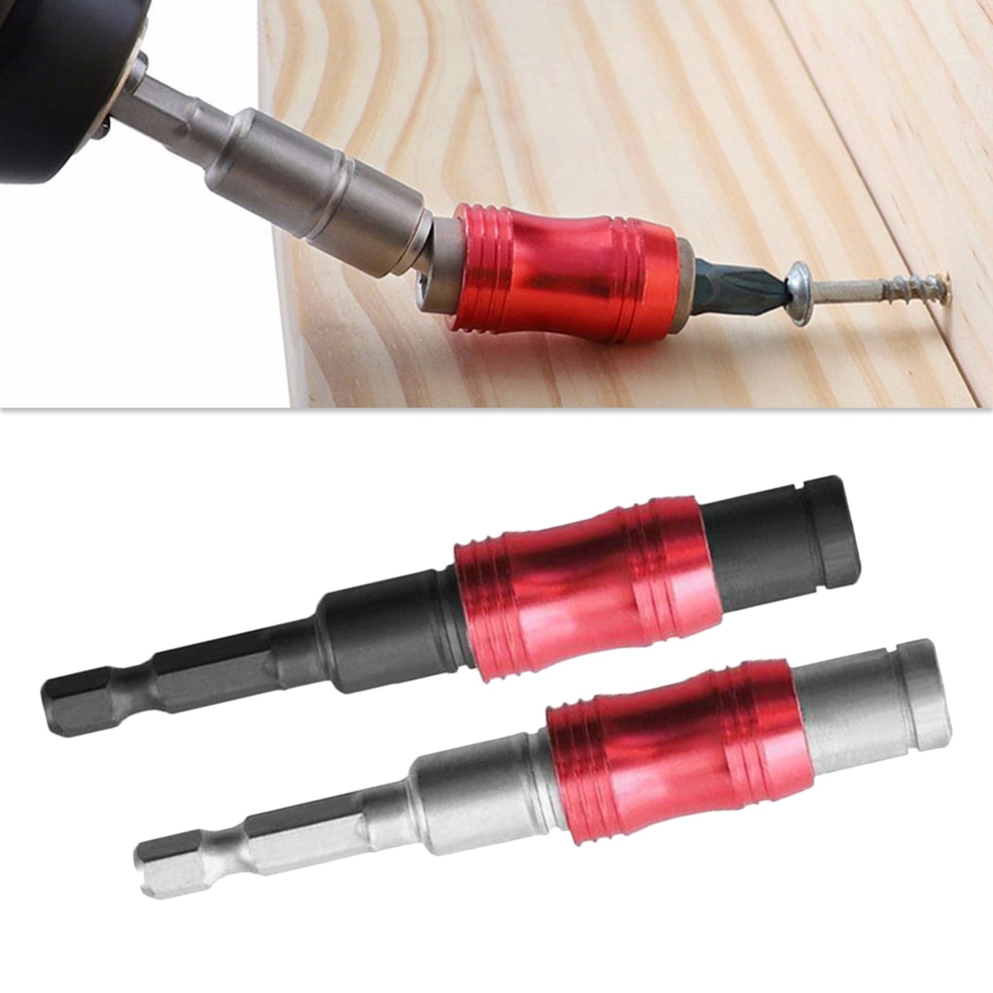 Magnetic Screw Drill Tip Pivoting Drill Bit Hex Shank Bit Red+Black