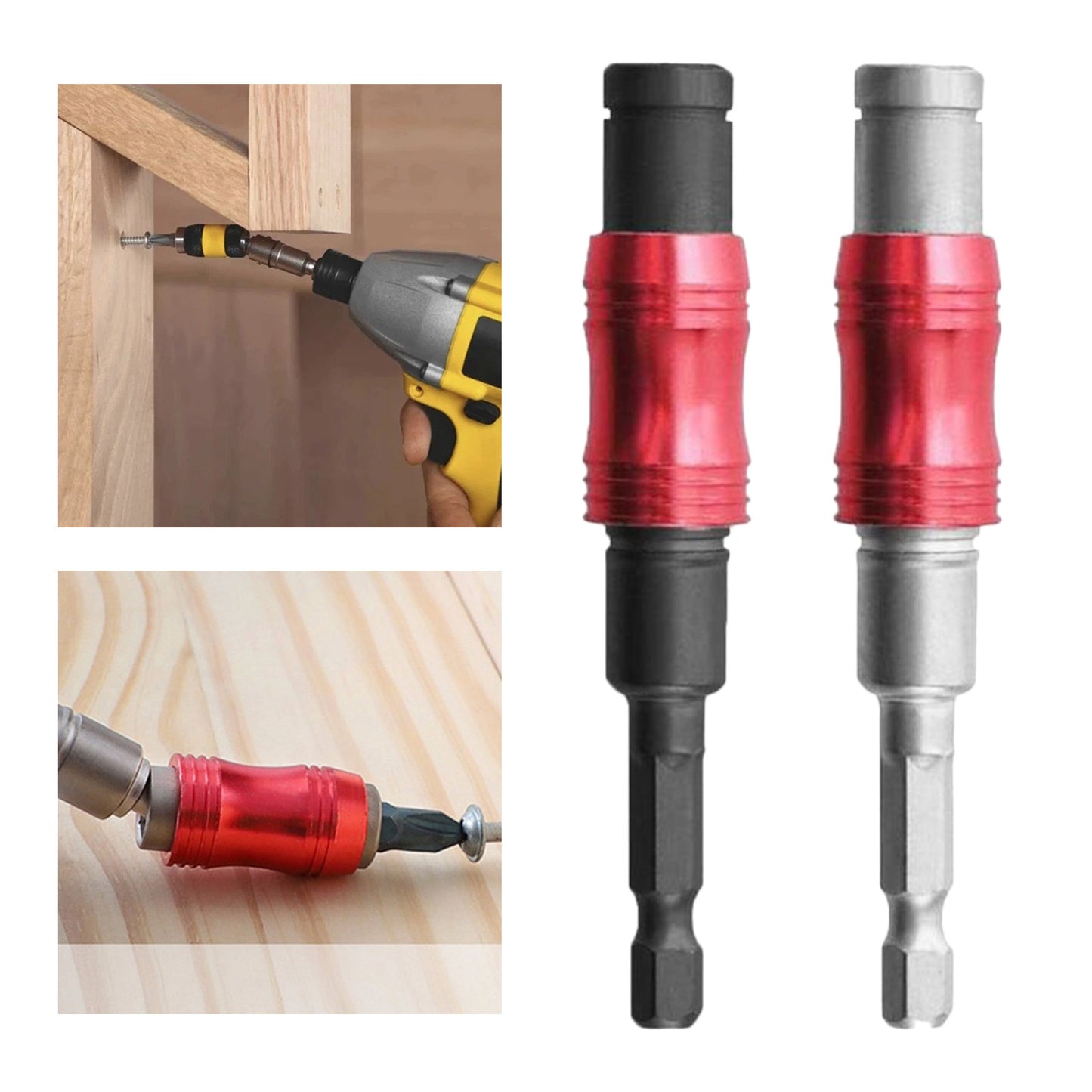Magnetic Screw Drill Tip Pivoting Drill Bit Hex Shank Bit Red+Black