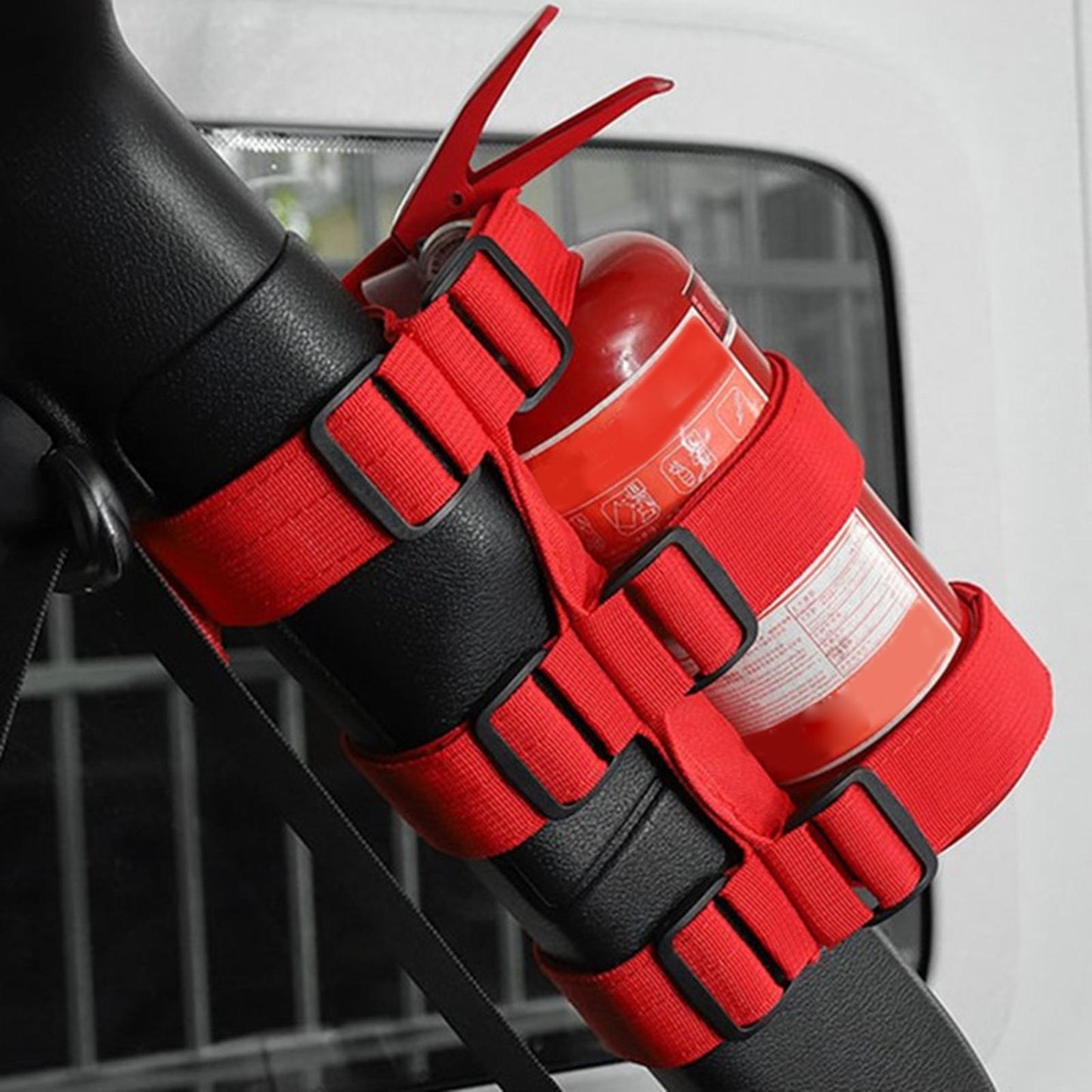 Car Roll Bar Mounted Fire Extinguisher Holder Bracket Adjustable Strap