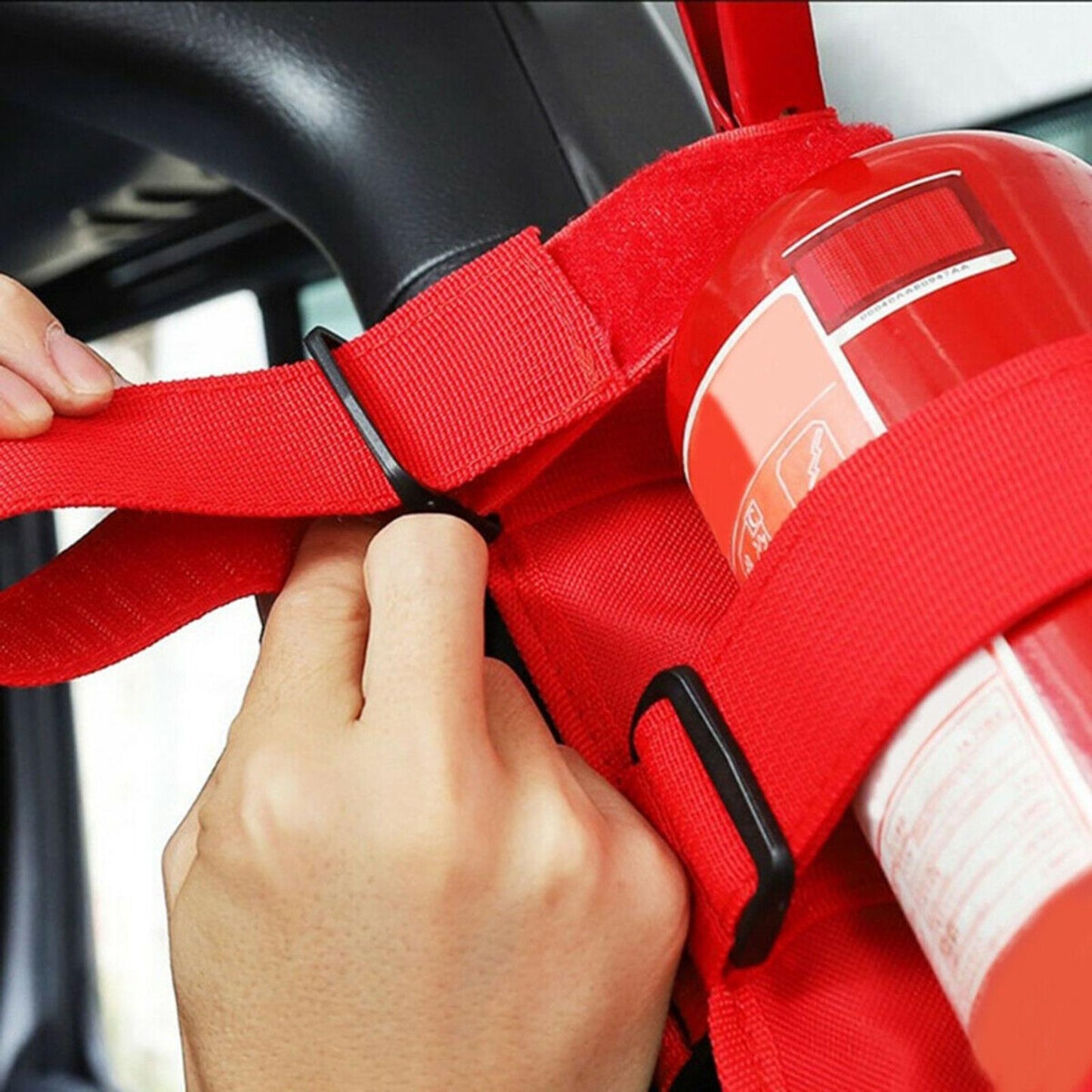 Car Roll Bar Mounted Fire Extinguisher Holder Bracket Adjustable Strap