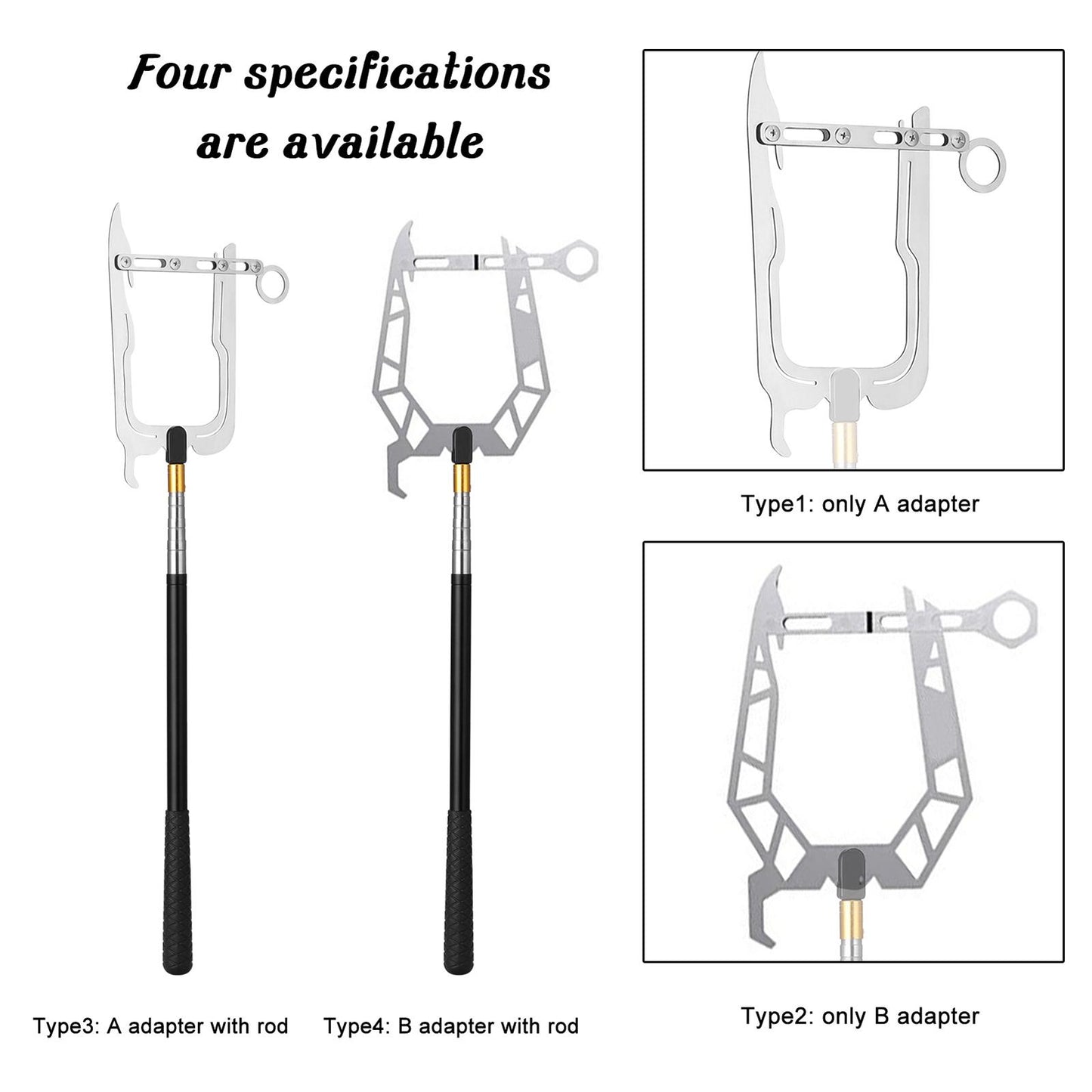 Multi-Purpose U Type Telescoping Boat Hook Dock Hook Only B adapter