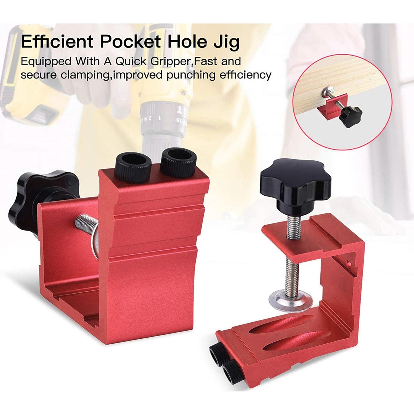 Pocket Hole Jig Kit Oblique Drill Joinery Screw Kit Tool Locator Red