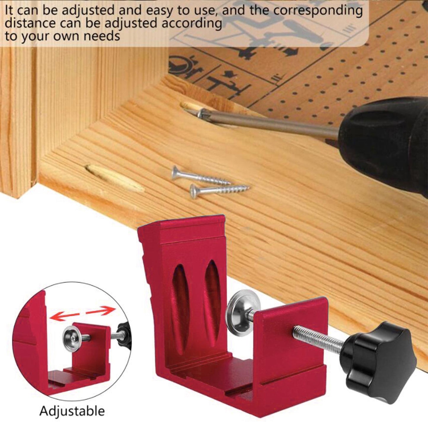 Pocket Hole Jig Kit Oblique Drill Joinery Screw Kit Tool Locator Red