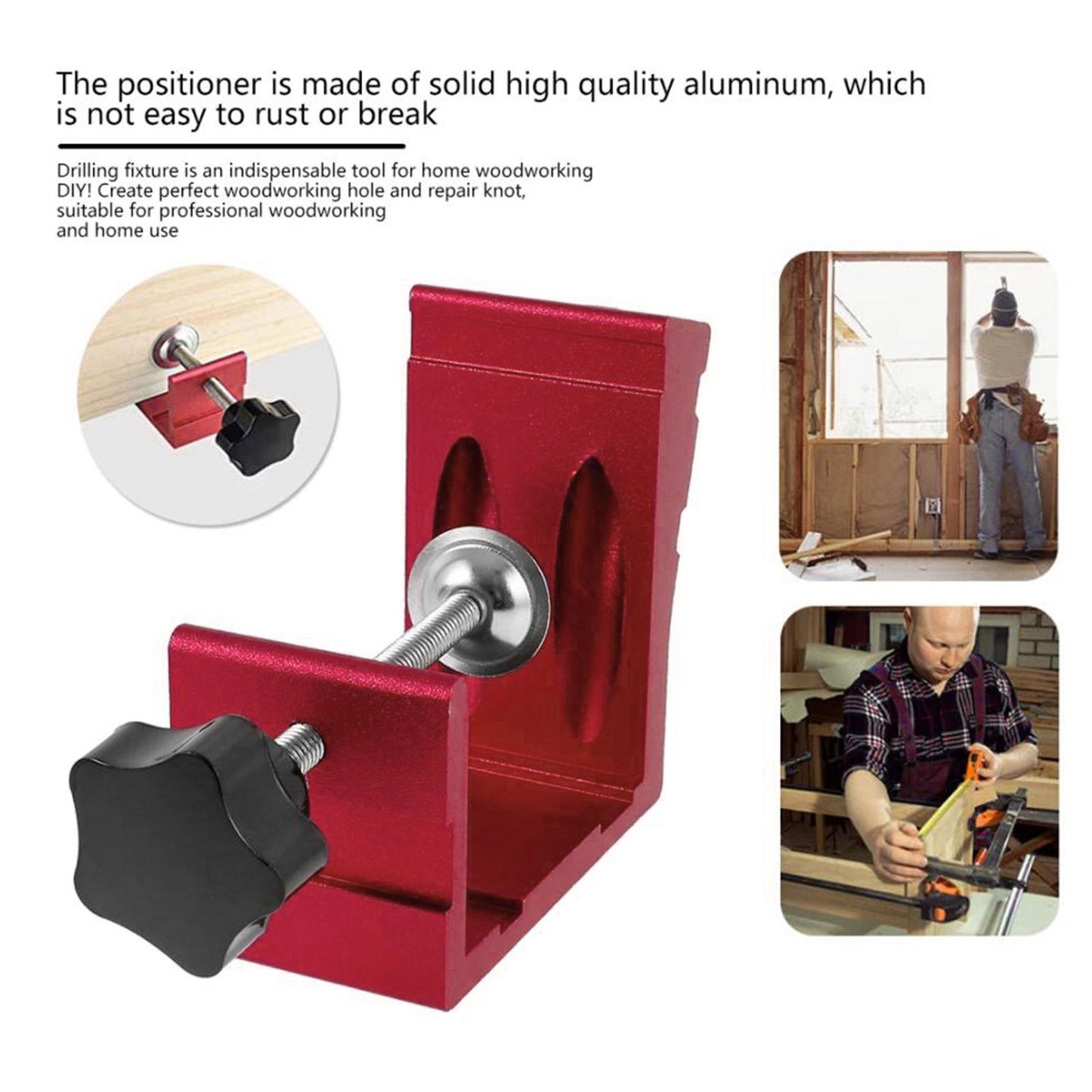 Pocket Hole Jig Kit Oblique Drill Joinery Screw Kit Tool Locator Red