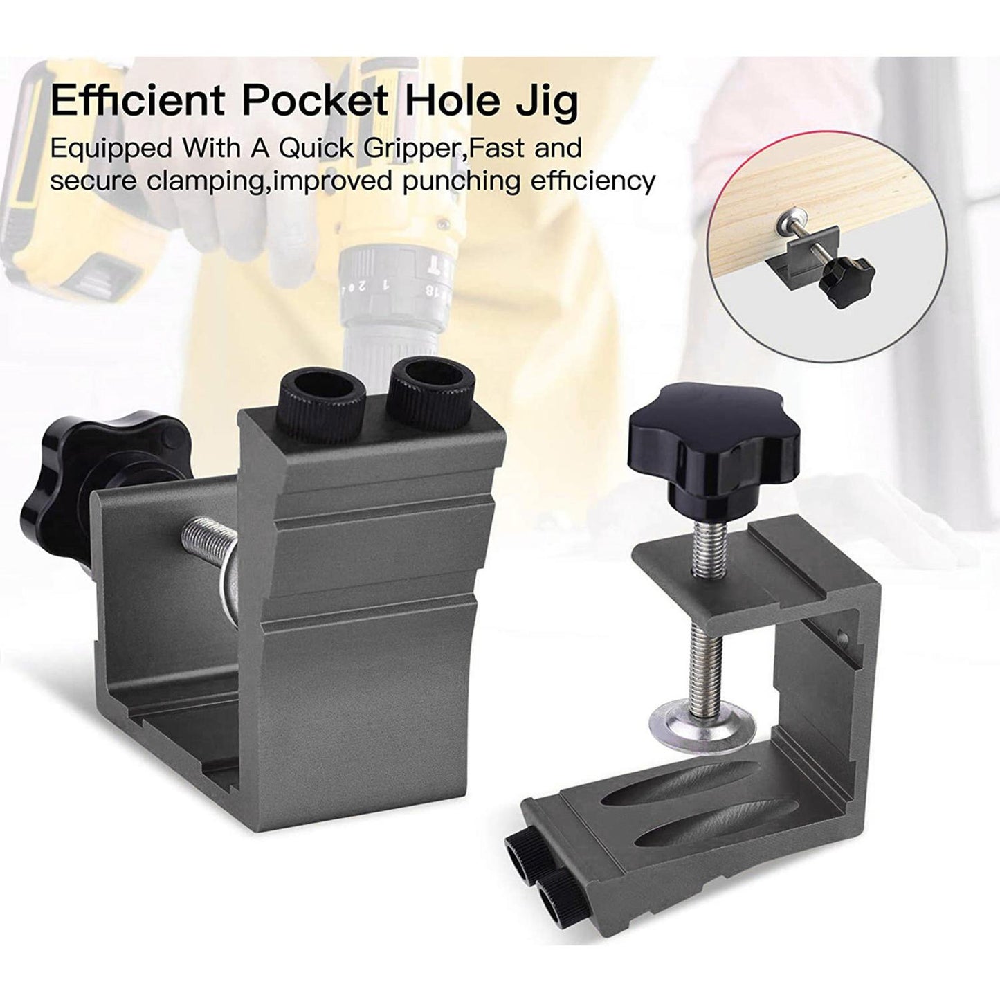 Pocket Hole Jig Kit Oblique Drill Joinery Screw Kit Tool Locator Black