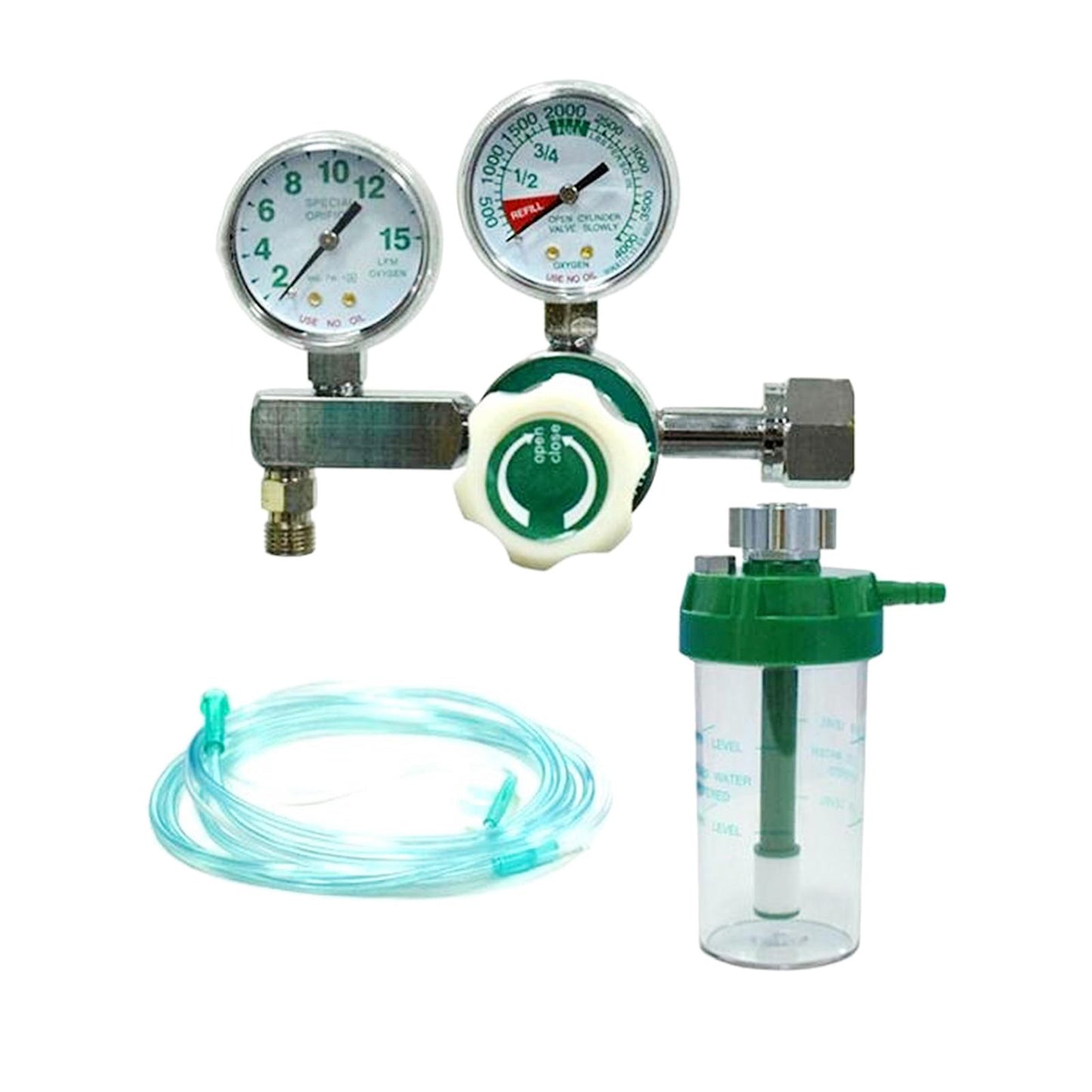 Oxygen Cylinder Pressure Reducing Regulator Flowmeter Gauge Valve with Hose