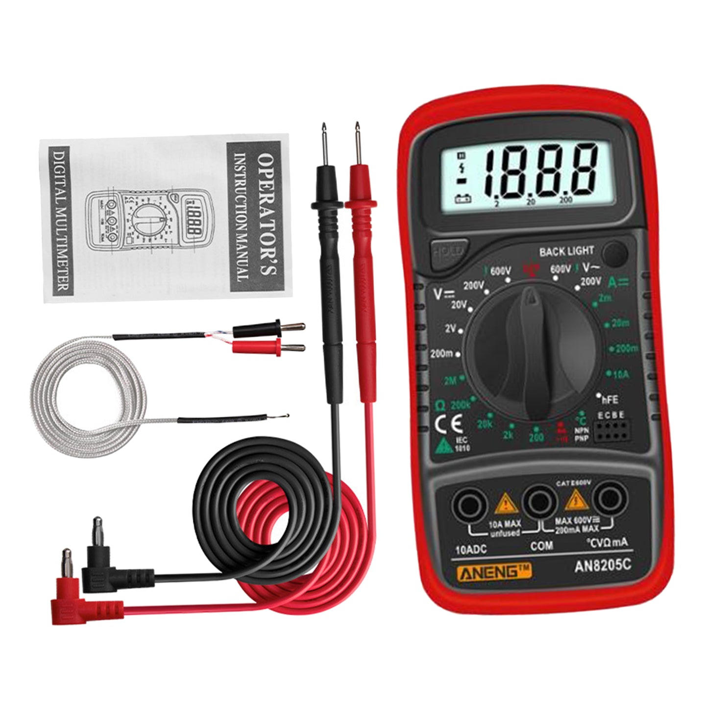Digital Multimeter Electric Testers Ohmmeter Capacitance Meter Red
