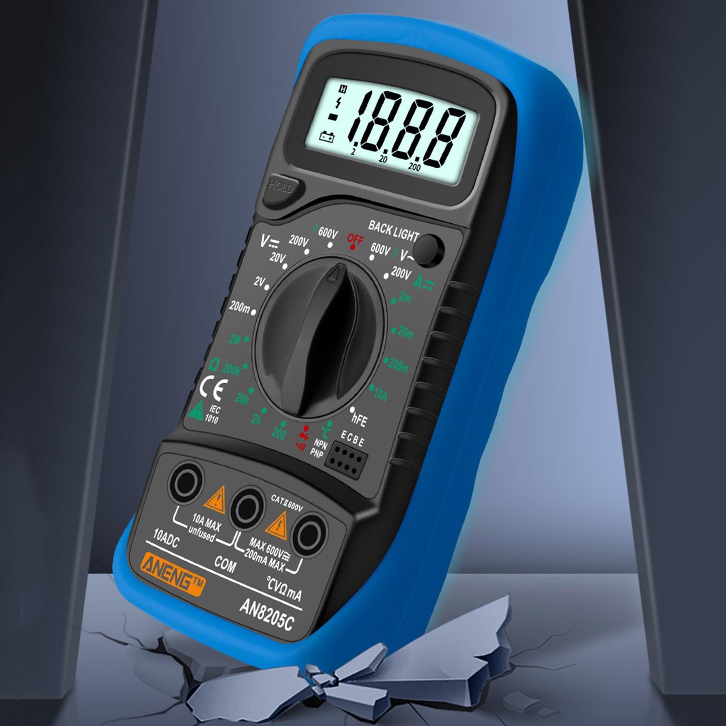 Digital Multimeter Electric Testers Ohmmeter Capacitance Meter Blue