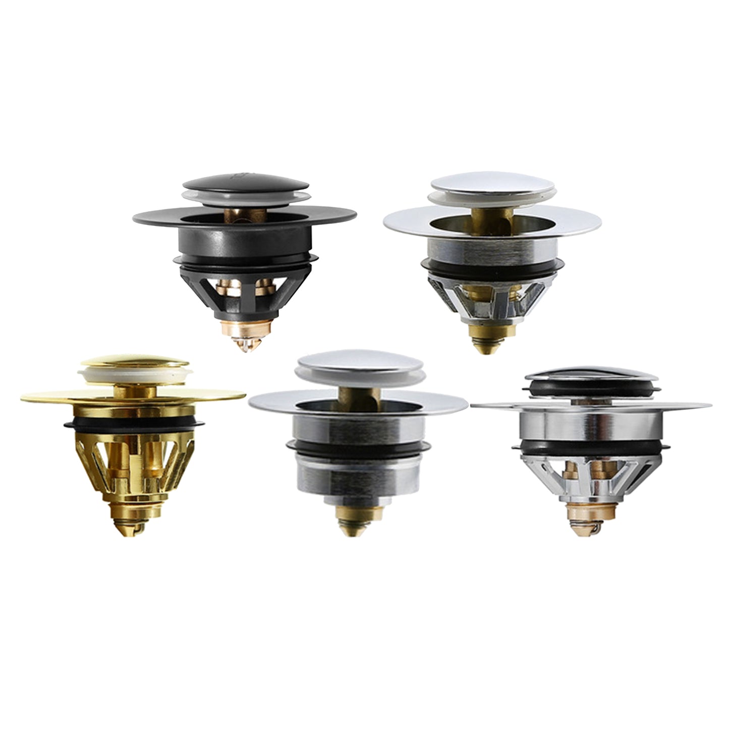 Universal Wash Basin Bounce Drain Filter Vanity Sink Bathtub Plug Bathroom 37 to 40mm Black