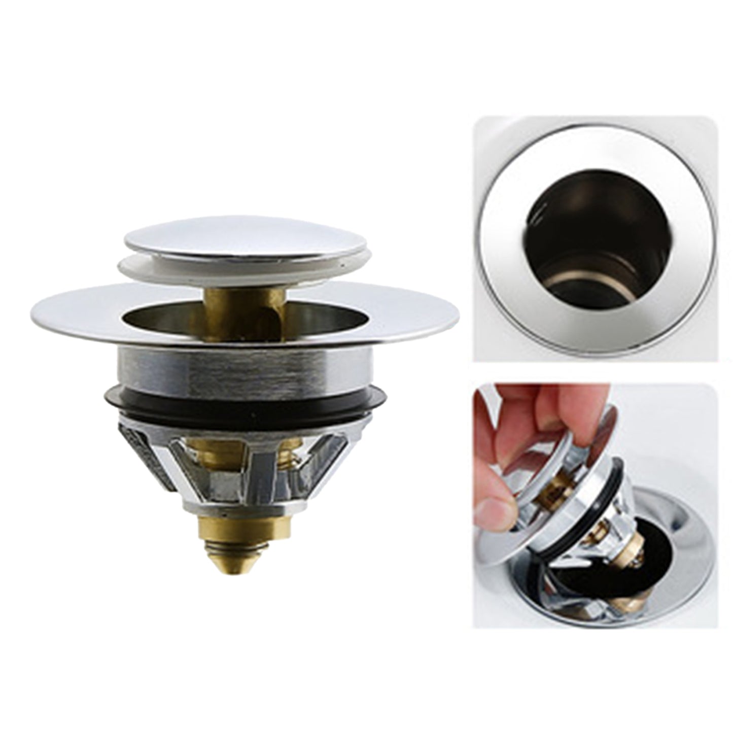 Universal Wash Basin Bounce Drain Filter Vanity Sink Bathtub Plug Bathroom 37 to 40mm Silver