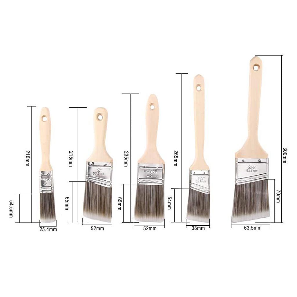 Wooden Handle Paint Brush Cabinets Wall Painting Bristle Brushes 5pcs