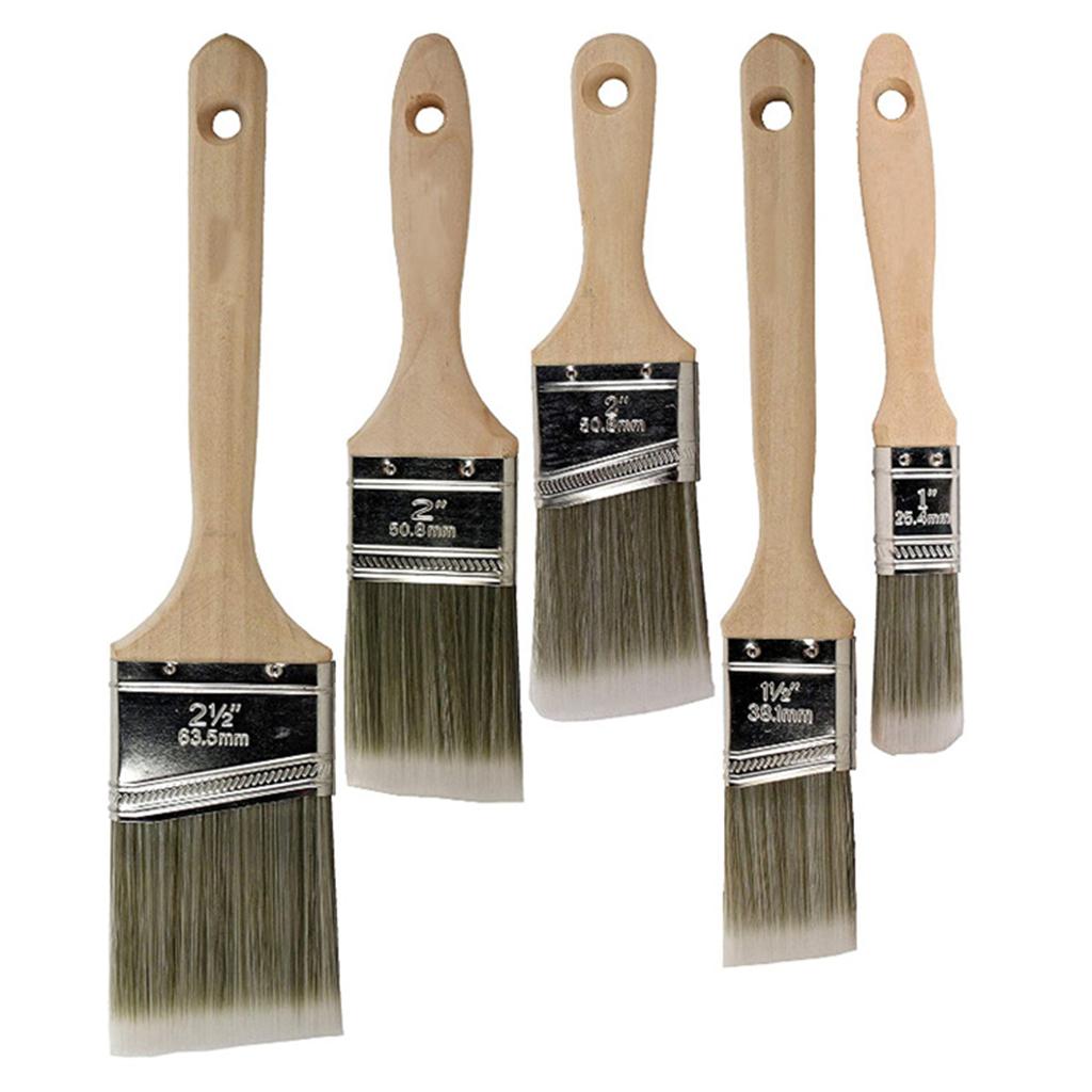 Wooden Handle Paint Brush Cabinets Wall Painting Bristle Brushes 5pcs