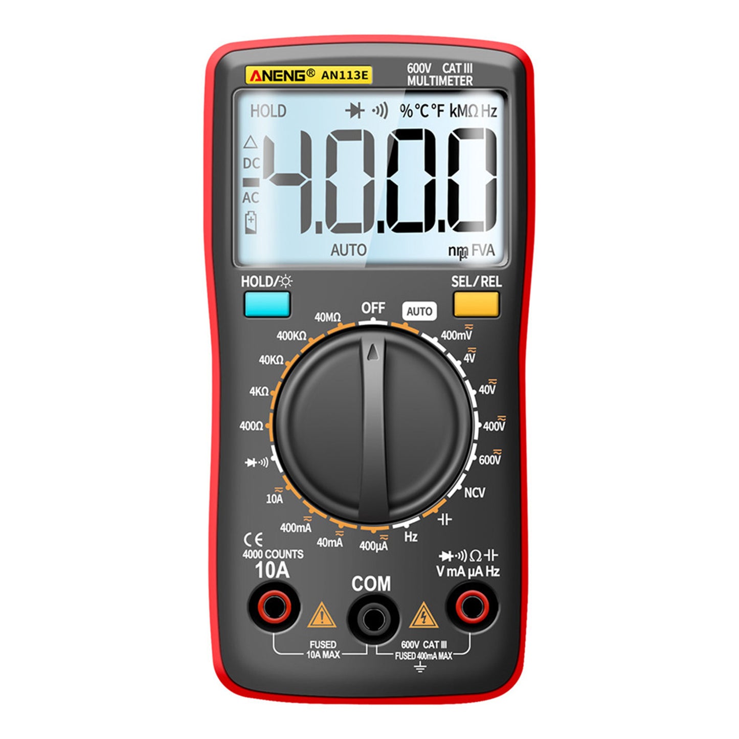 Digital Multimeter Current Resistance AC DC 0-600V Volt Circuit Tester Red