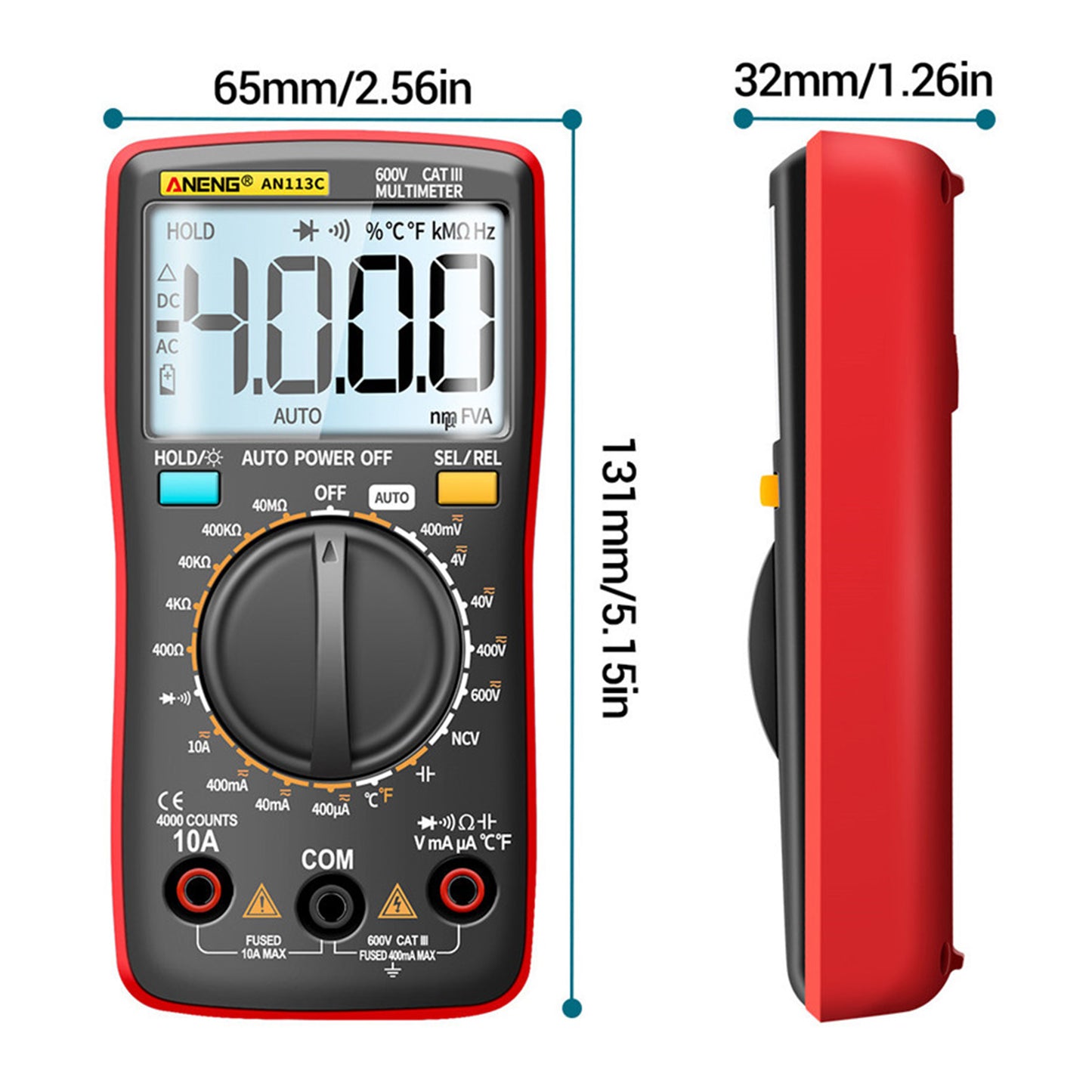 LCD Backlit Digital Multimeter Voltmeter Real-Time Volt Meter Red