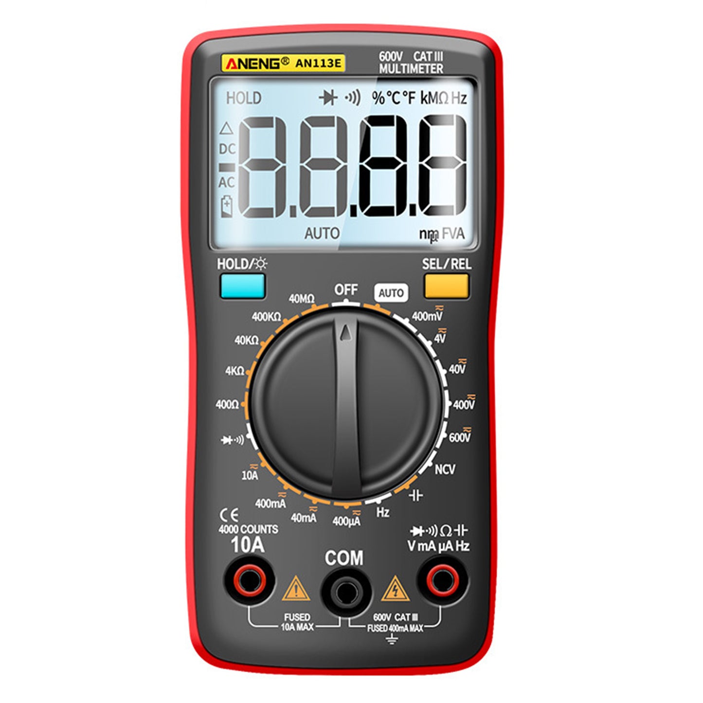 LCD Backlit Digital Multimeter Voltmeter Real-Time Volt Meter Red
