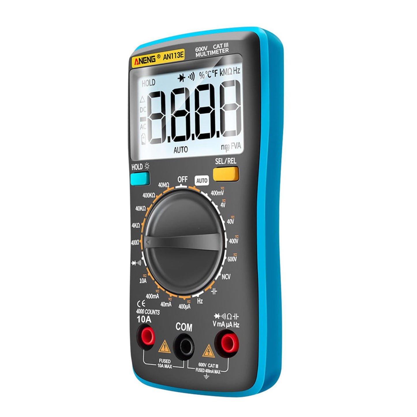 Digital Multimeter Current Resistance AC DC 0-600V Volt Circuit Tester Blue