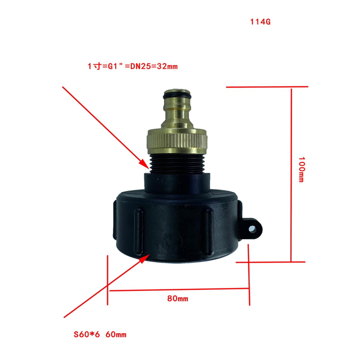 IBC Tank Adapter S60X6 Water Tote Tank Adapter 1Inch
