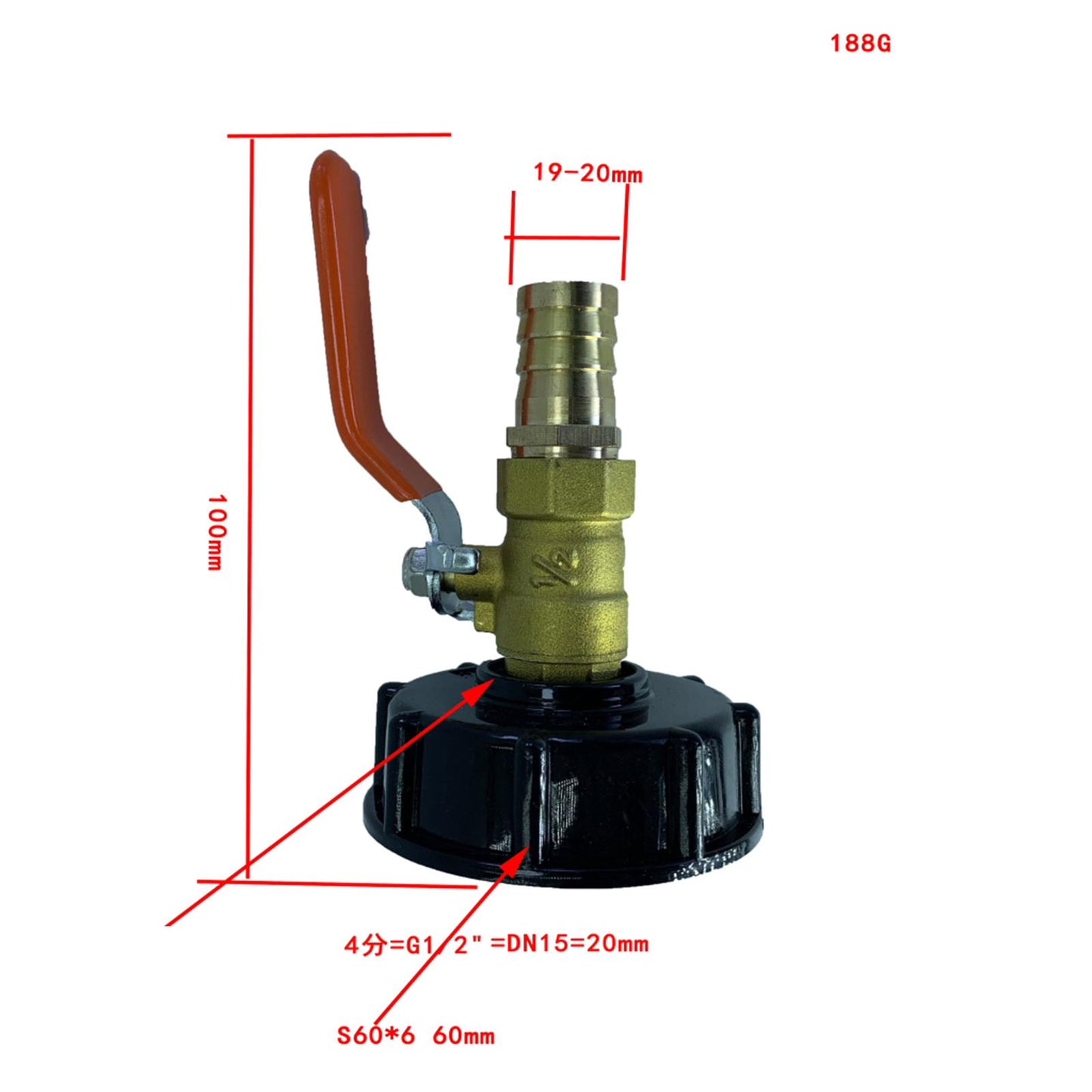 Durable IBC Tote Adapter Garden Tap Ball Valve Joint Faucet Accessories 20mm
