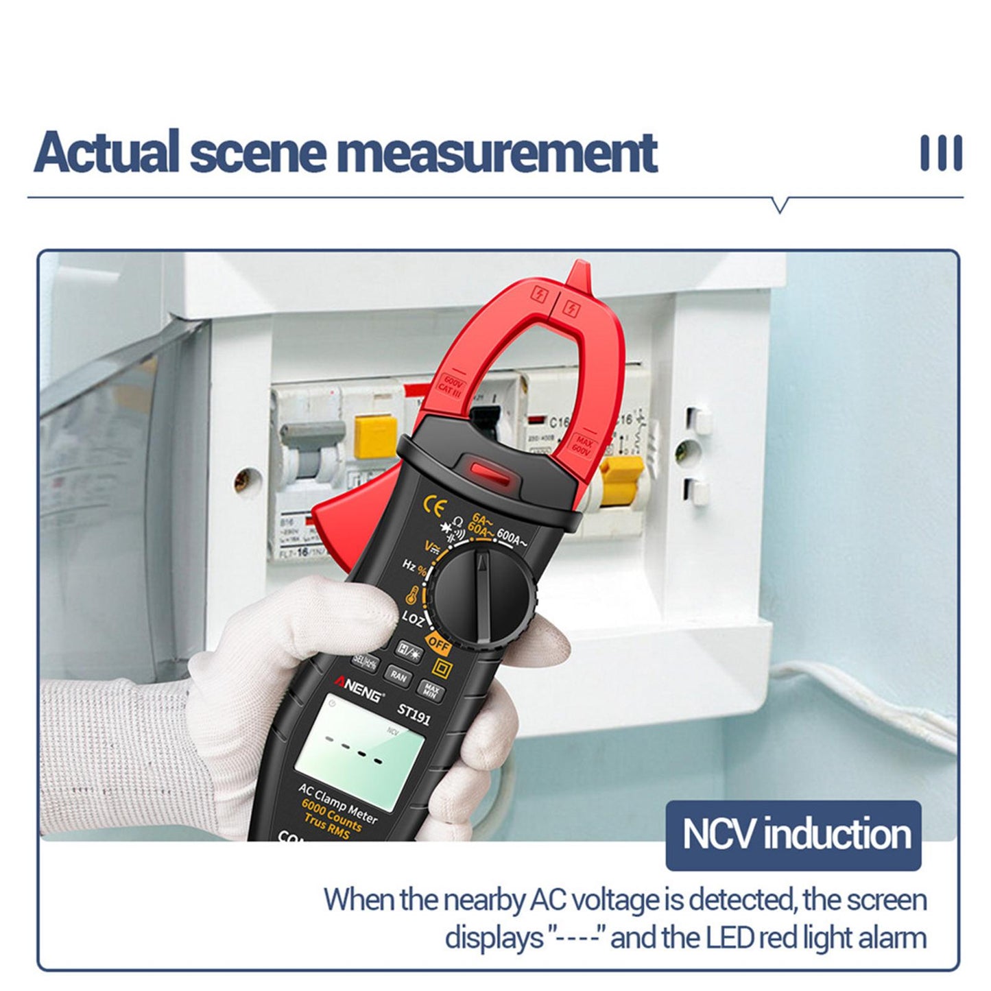 LCD Multimeter Capacitance AC DC Clamp Test Meter 6000 Count for Electronic