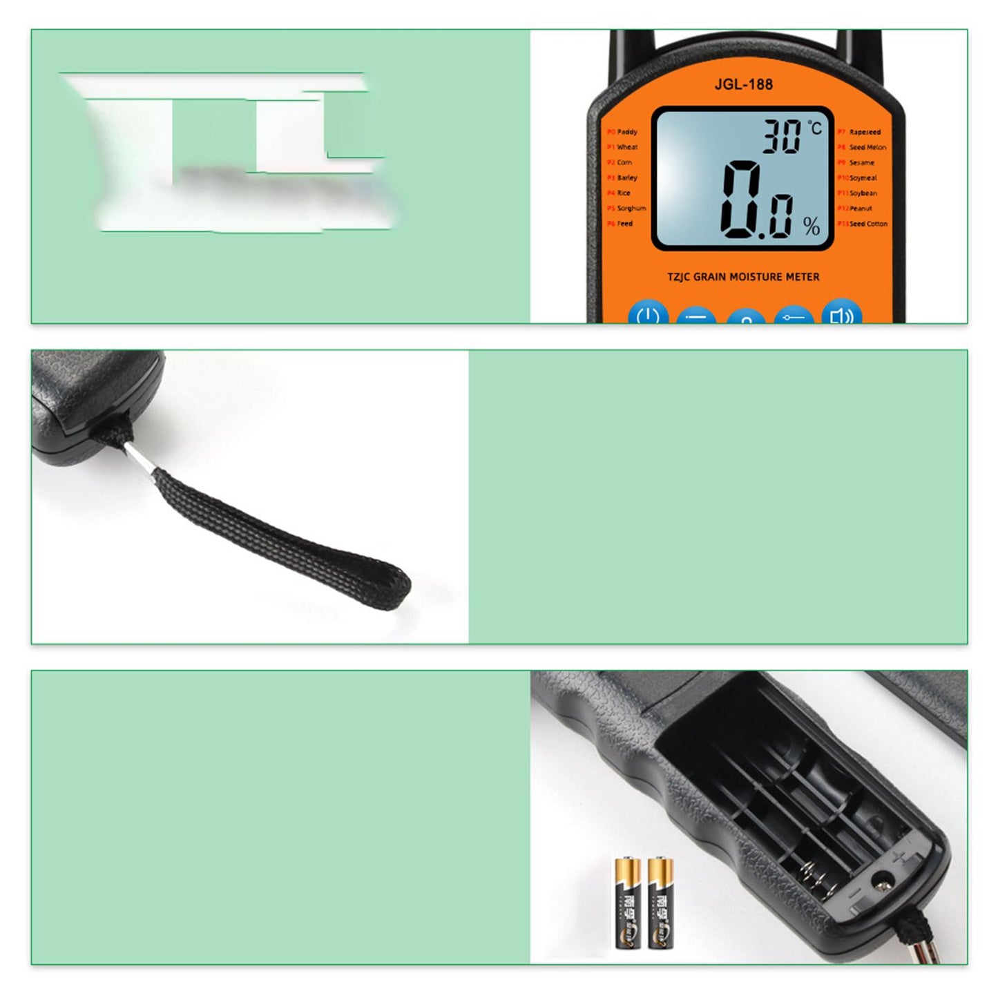 Handheld Portable Digital Grain Moisture Meter for Rice Bean Easy to Read