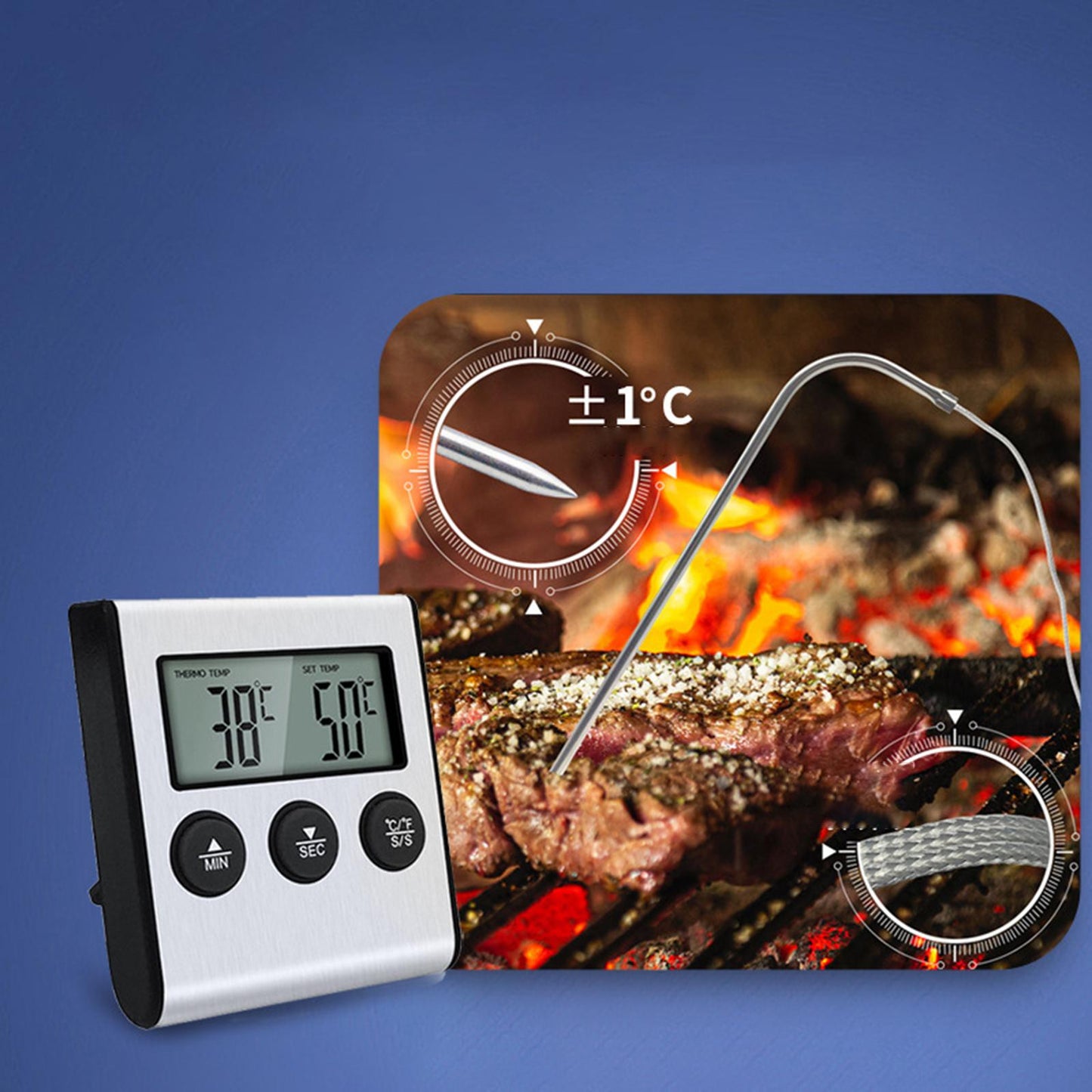 Protable Instant Read Meat Thermometer Electronic Kitchen Food Thermometer