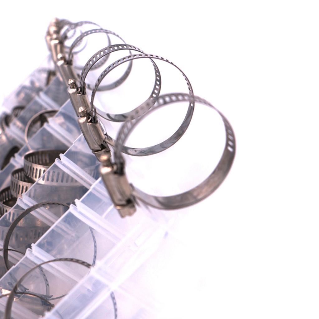 Adjustable Hose Clamps 8 Sizes Pack of 90 Set Easy to Install Oil Pipes