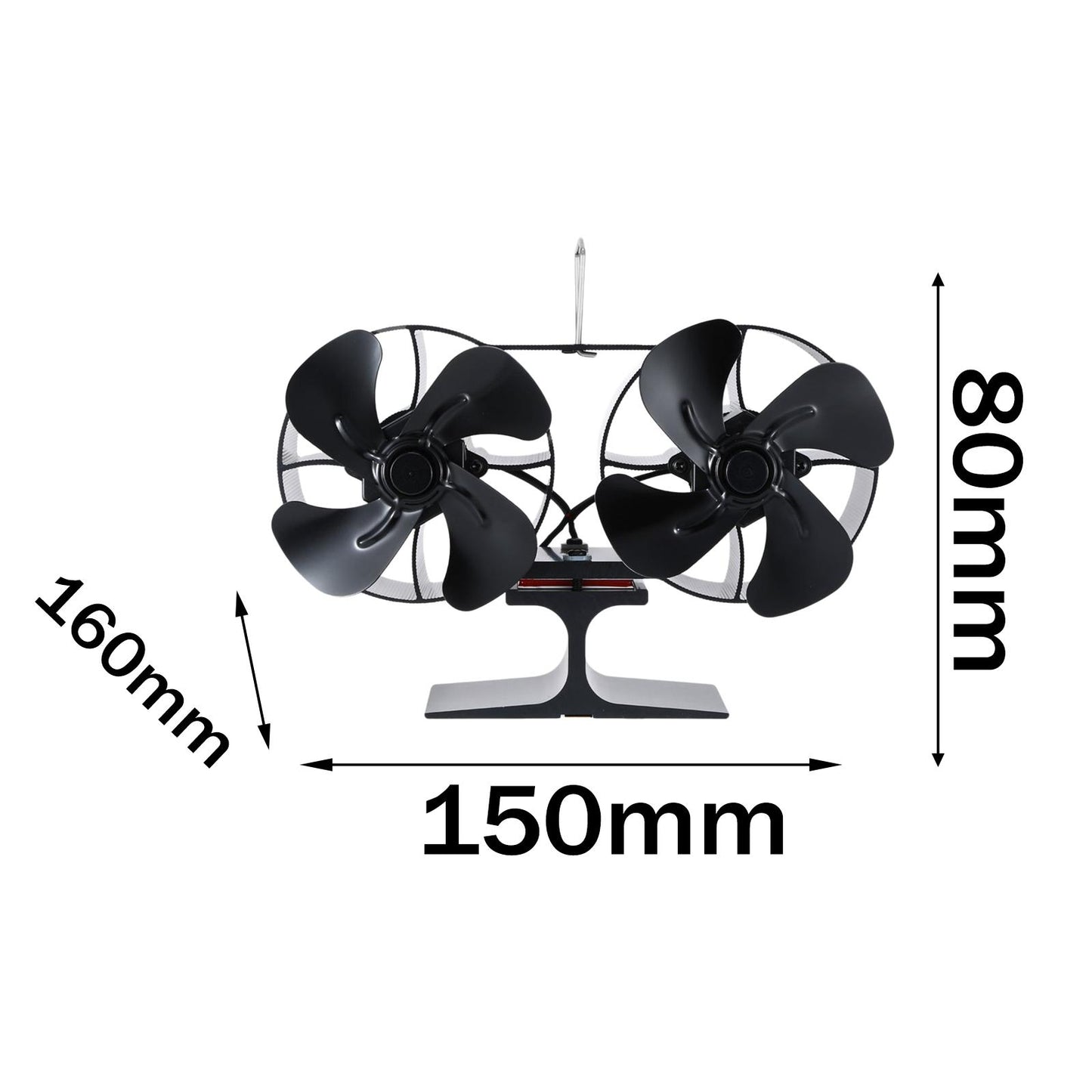 Heat Powered Stove Fan Ultra Quiet Auto-Sensing Wood Stove Fan for Wood Gas double-head 4 blades