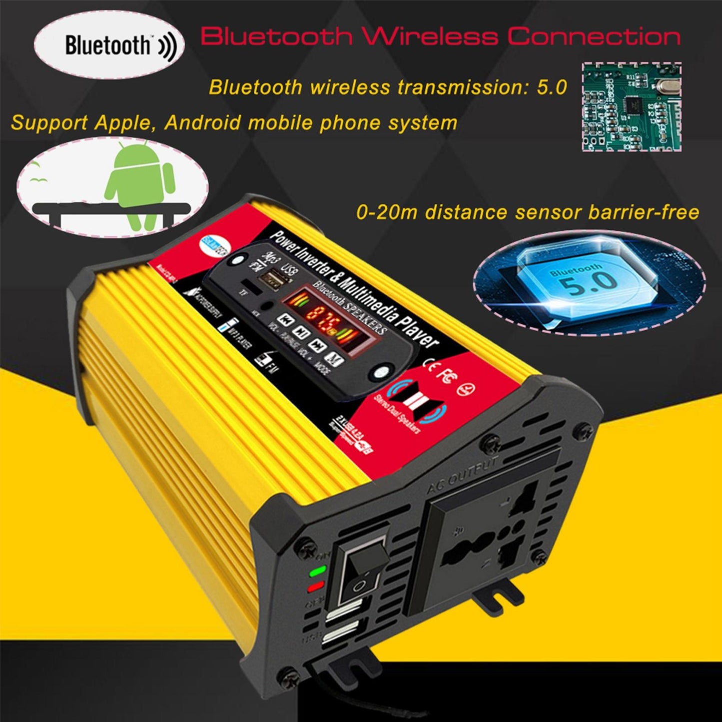 4000w Power Inverter Car Inverter and LCD Display for Automotive Truck Home 220 V