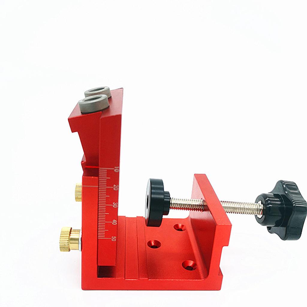 Adjust Pocket Hole Jig Kits Oblique Drill Tool Carpenter Woodworking Locator Red 1 drill bit