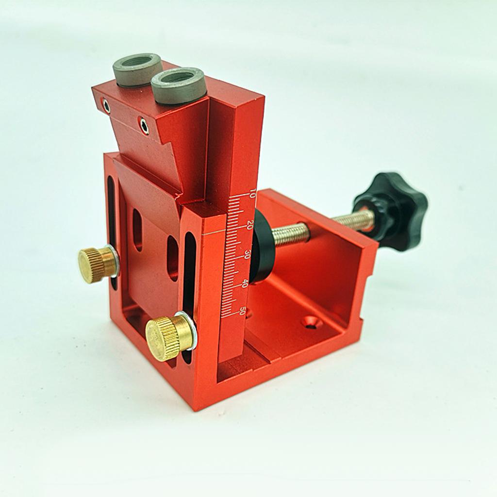 Adjust Pocket Hole Jig Kits Oblique Drill Tool Carpenter Woodworking Locator Red 2 drill bit
