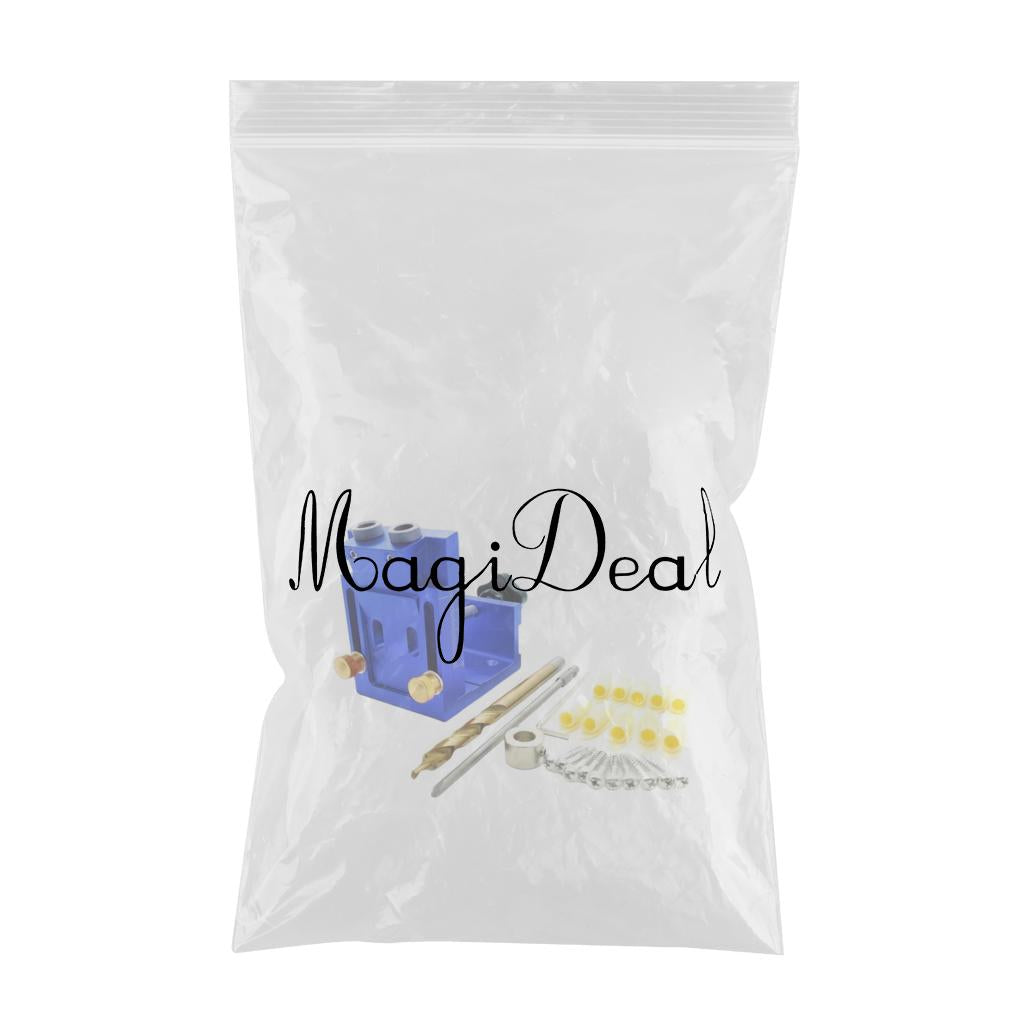 Adjust Pocket Hole Jig Kits Oblique Drill Tool Carpenter Woodworking Locator Blue 1 drill bit