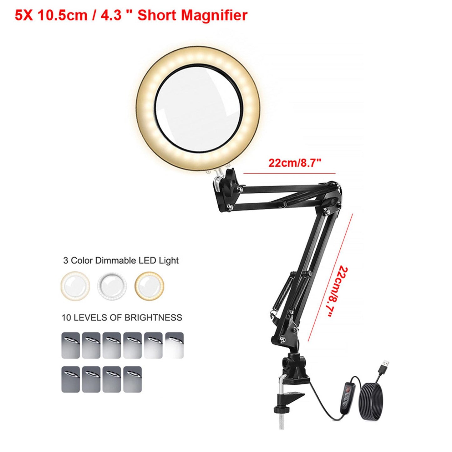 LED Lamp Soldering Iron Stand Lens Magnifier Helping Hand Clamp Magnifying Clip Base