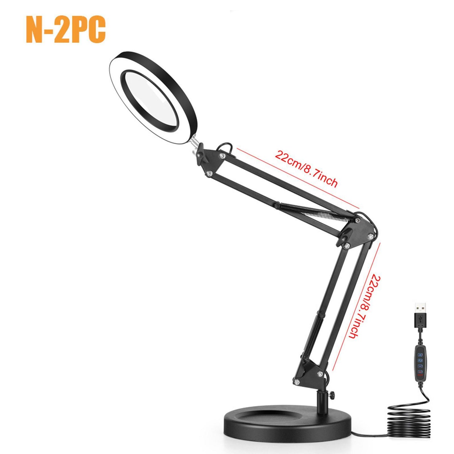 LED Lamp Soldering Iron Stand Lens Magnifier Helping Hand Clamp Magnifying Round Base