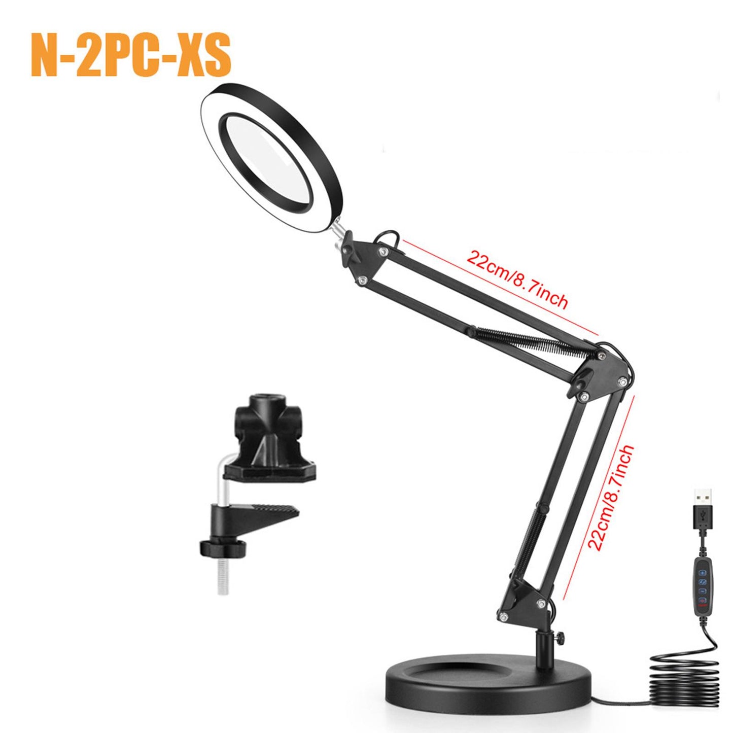 LED Lamp Soldering Iron Stand Lens Magnifier Helping Hand Clamp Magnifying Clip Base+Round Base