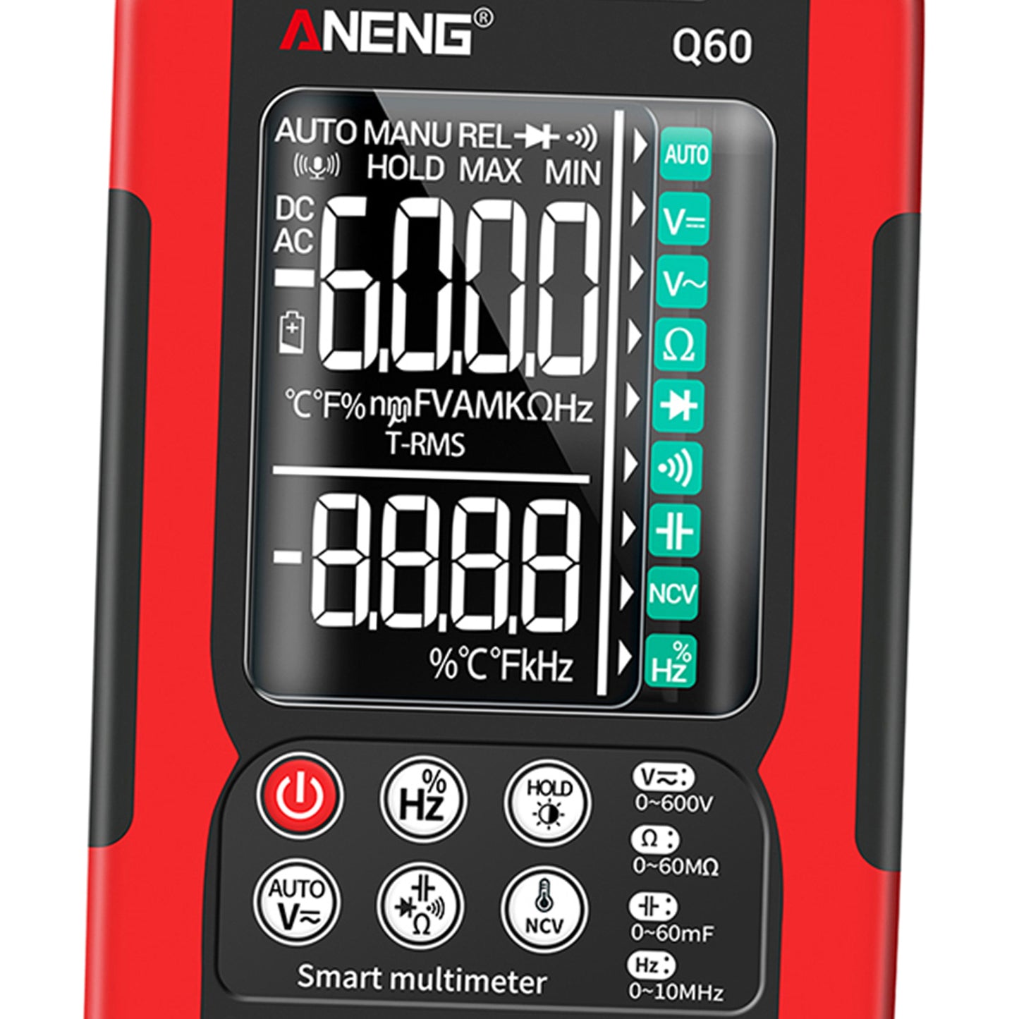 Digital Multimeter High Precision Tester 6000 Counts Volt Meter with Lanyard Red