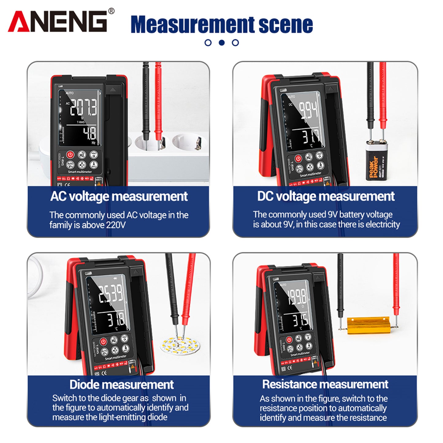 Digital Multimeter High Precision Tester 6000 Counts Volt Meter with Lanyard Red