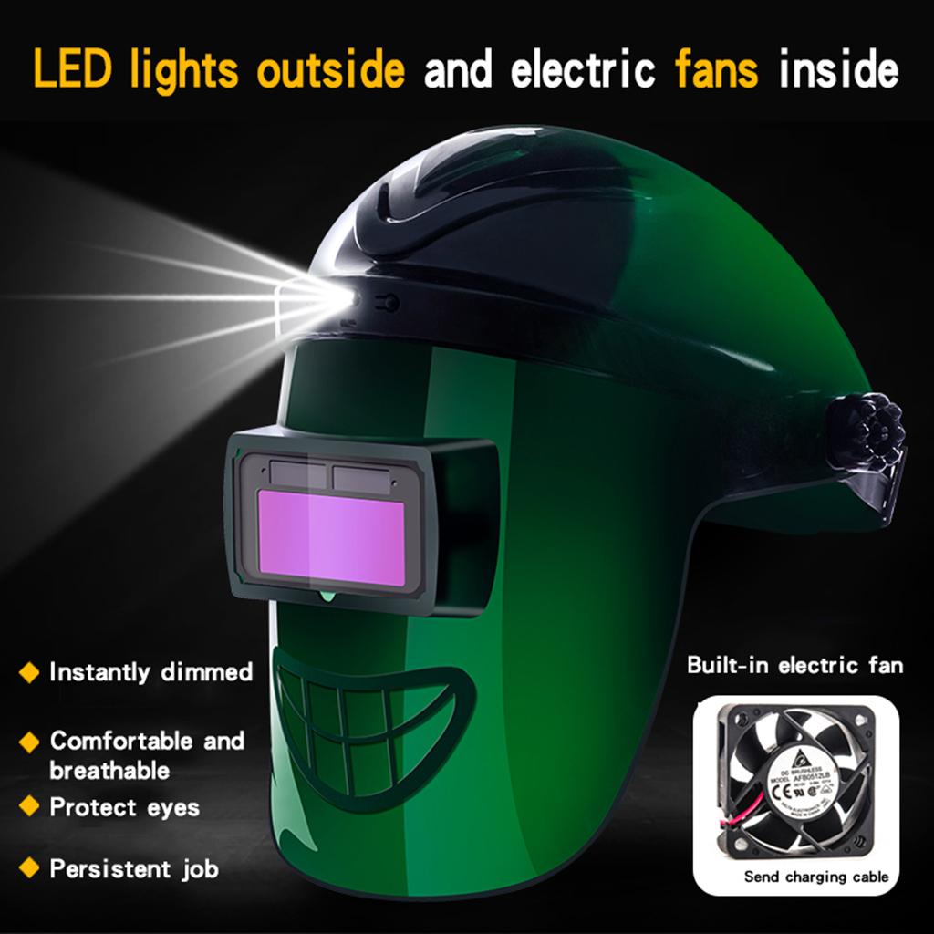 Adjustable Solar Auto Darkening Welding Helmet External LED Light Hood