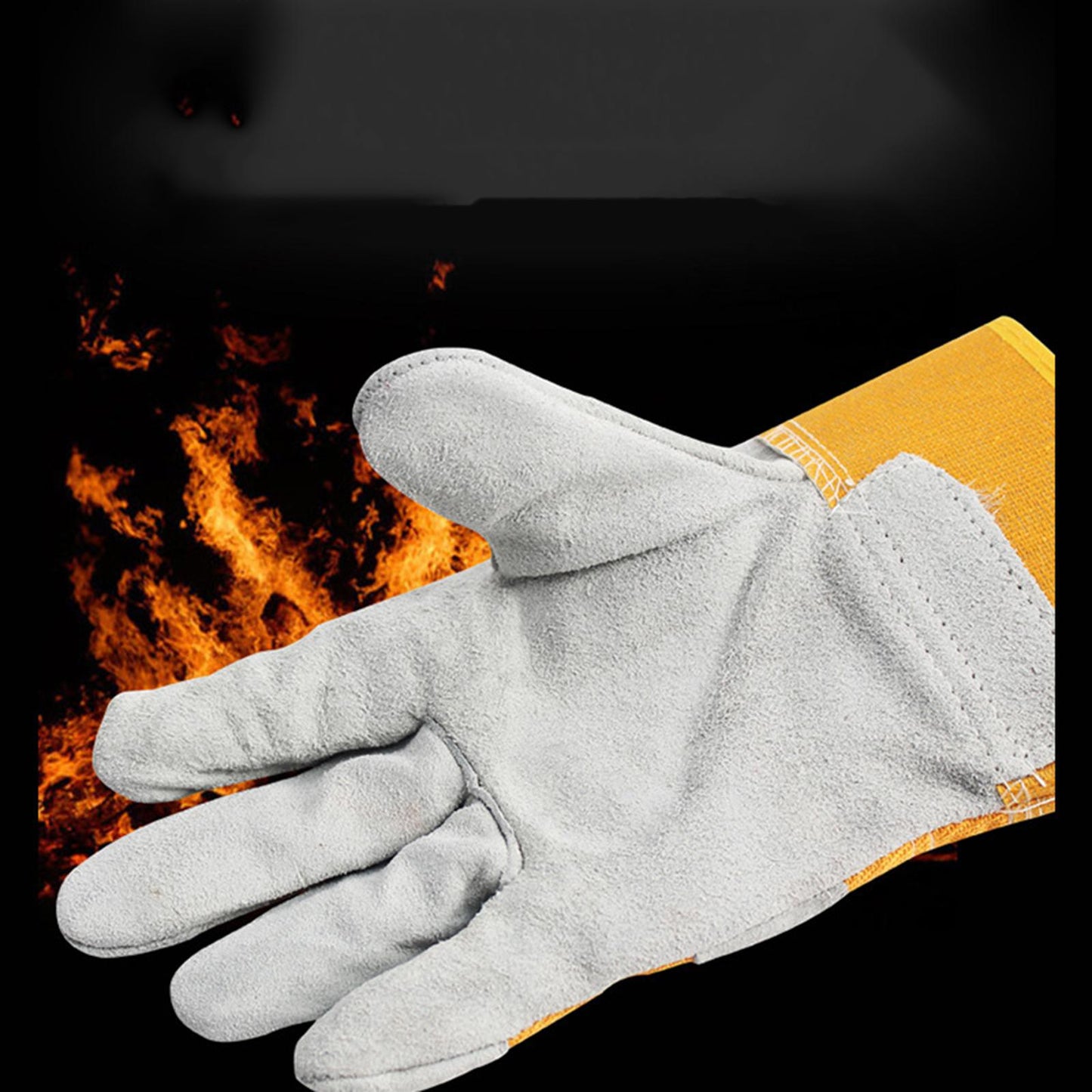 Cowhide Electric Welding Gloves Welder Protection Protective Gloves for Oven 26.5x13cm