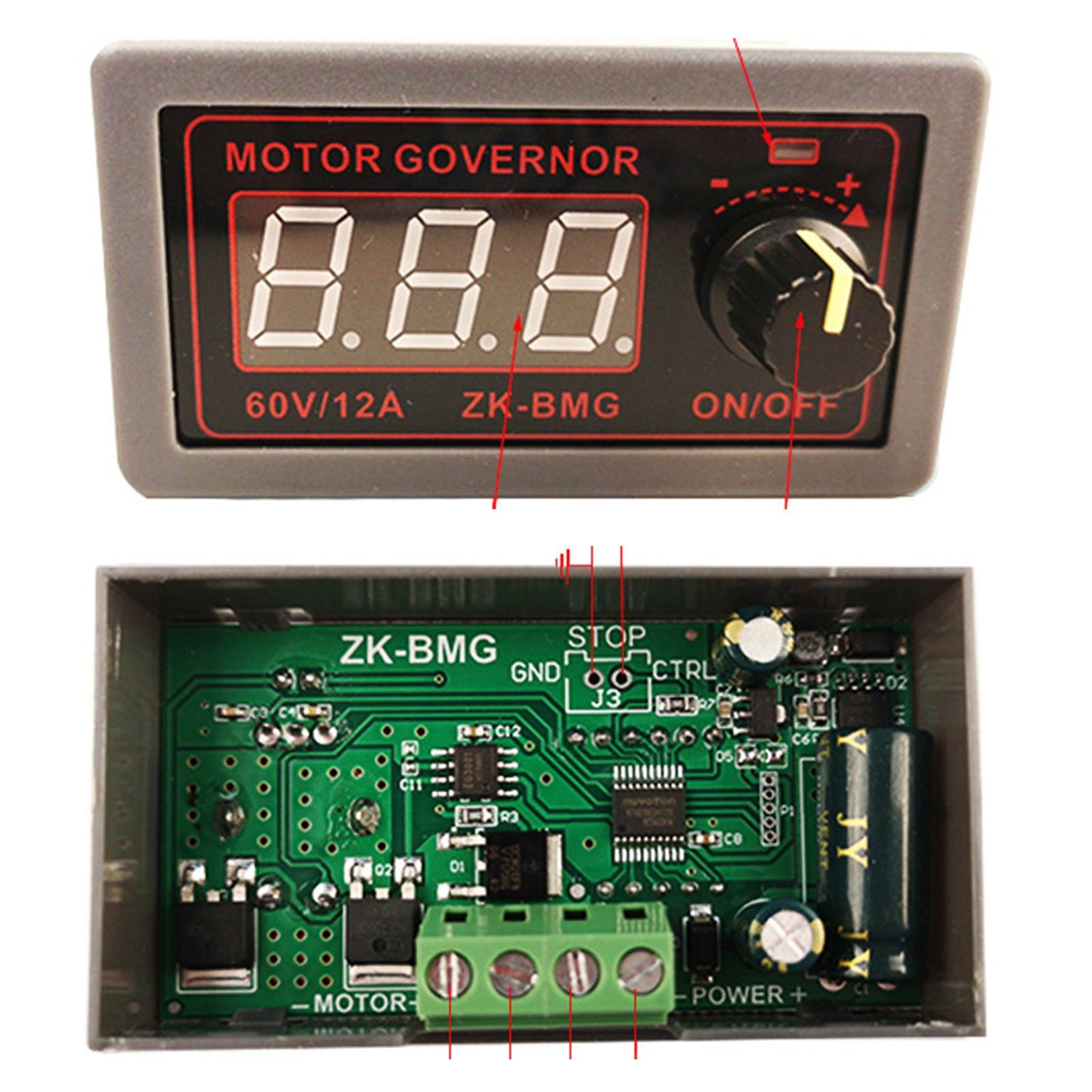 PWM DC Motor Speed Governor LED 500W Digital Display Encoder Switch Assemble