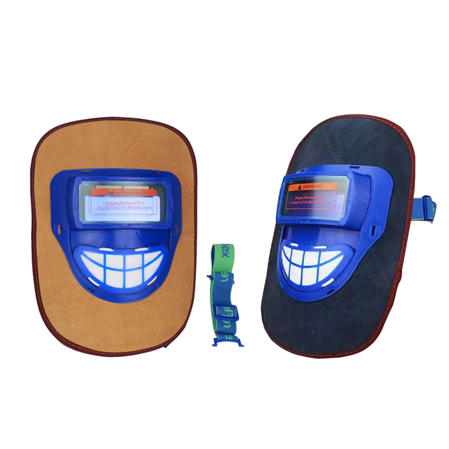Leather Electric Welding Mask Argon Arc Auto Darkening Welder Helmet Brown