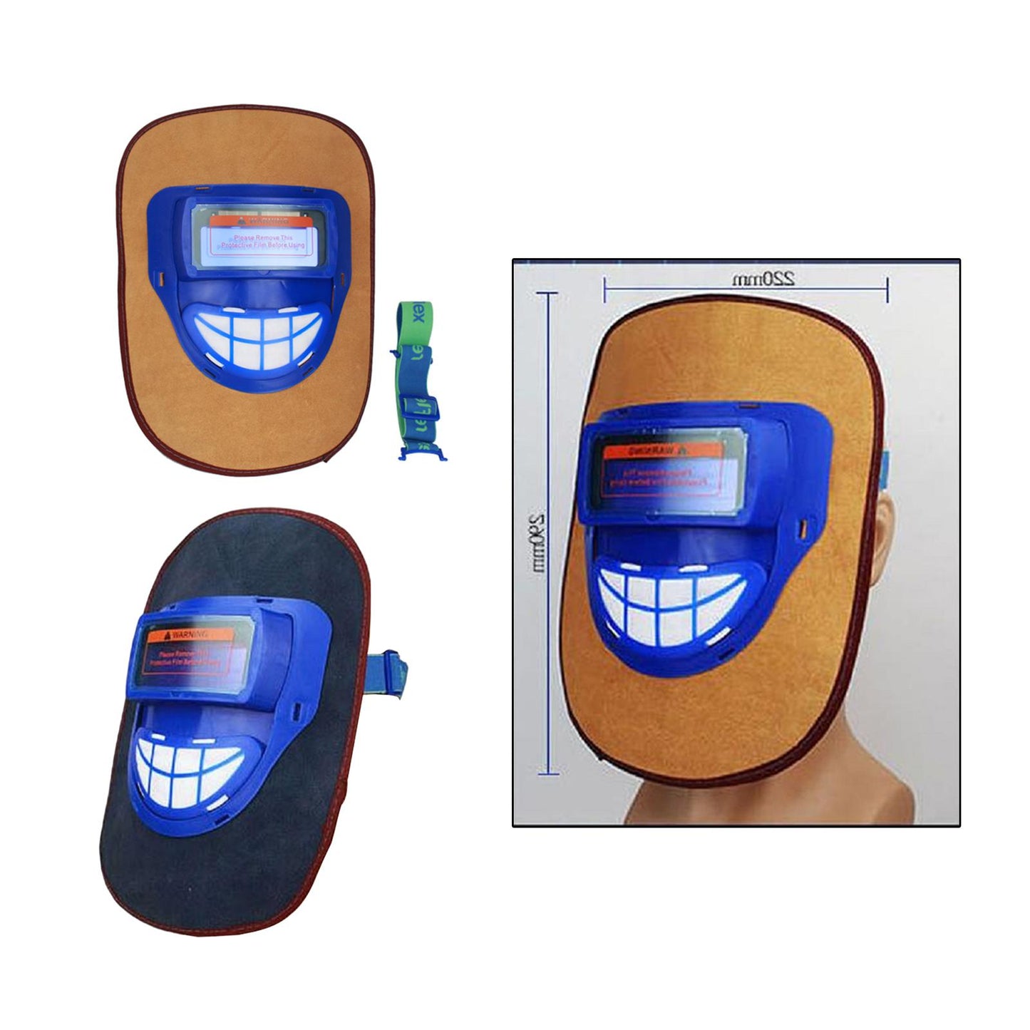 Leather Electric Welding Mask Argon Arc Auto Darkening Welder Helmet Brown