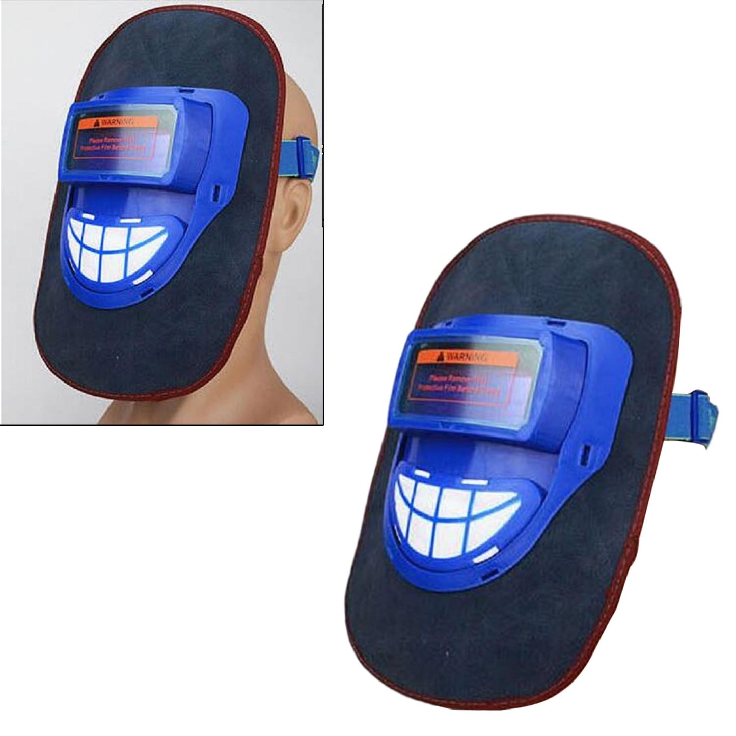 Leather Electric Welding Mask Argon Arc Auto Darkening Welder Helmet Blue