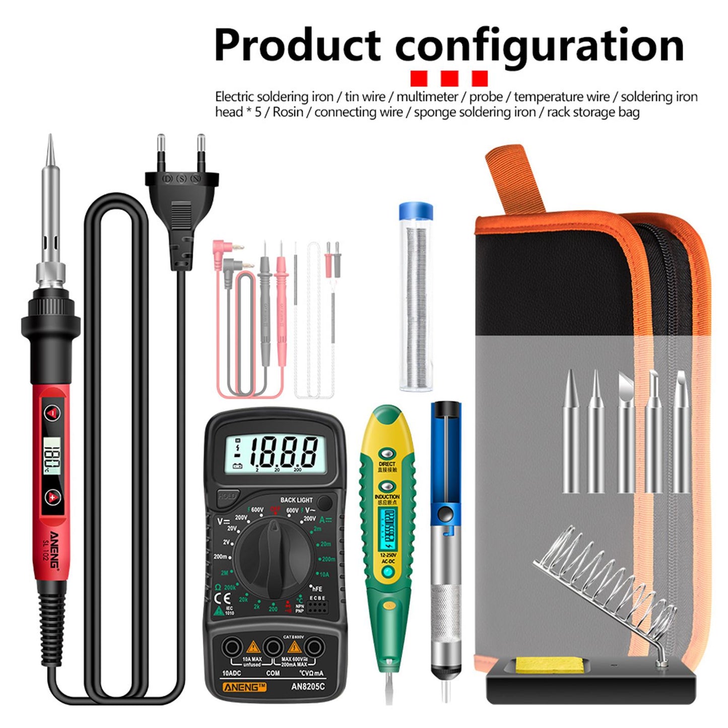 220V Soldering Iron Kit Soldering Display Wire Repairing Tool Set EU Plug 16Pcs