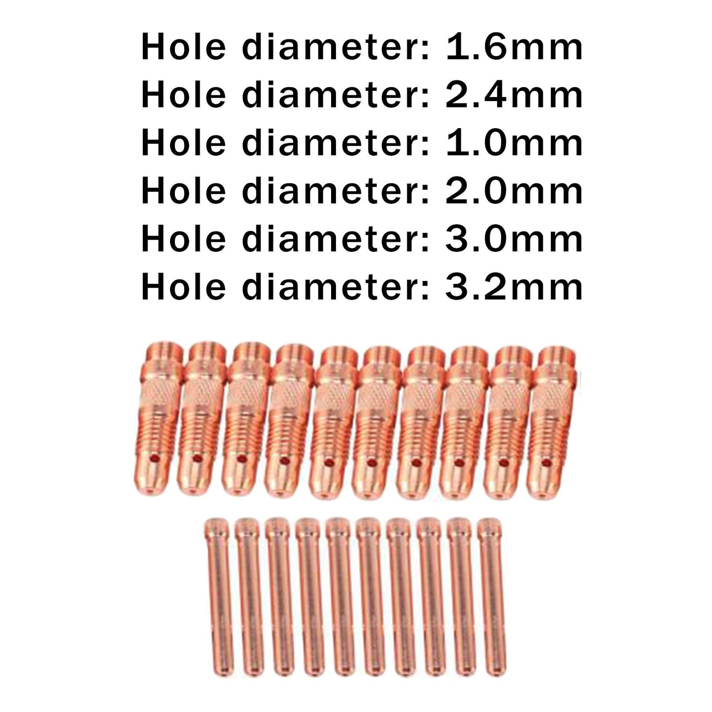 20Pcs Welding Collet Equipment Tungsten Collet Body for WP18 WP17F WP17V Aperture Dia1.6mm